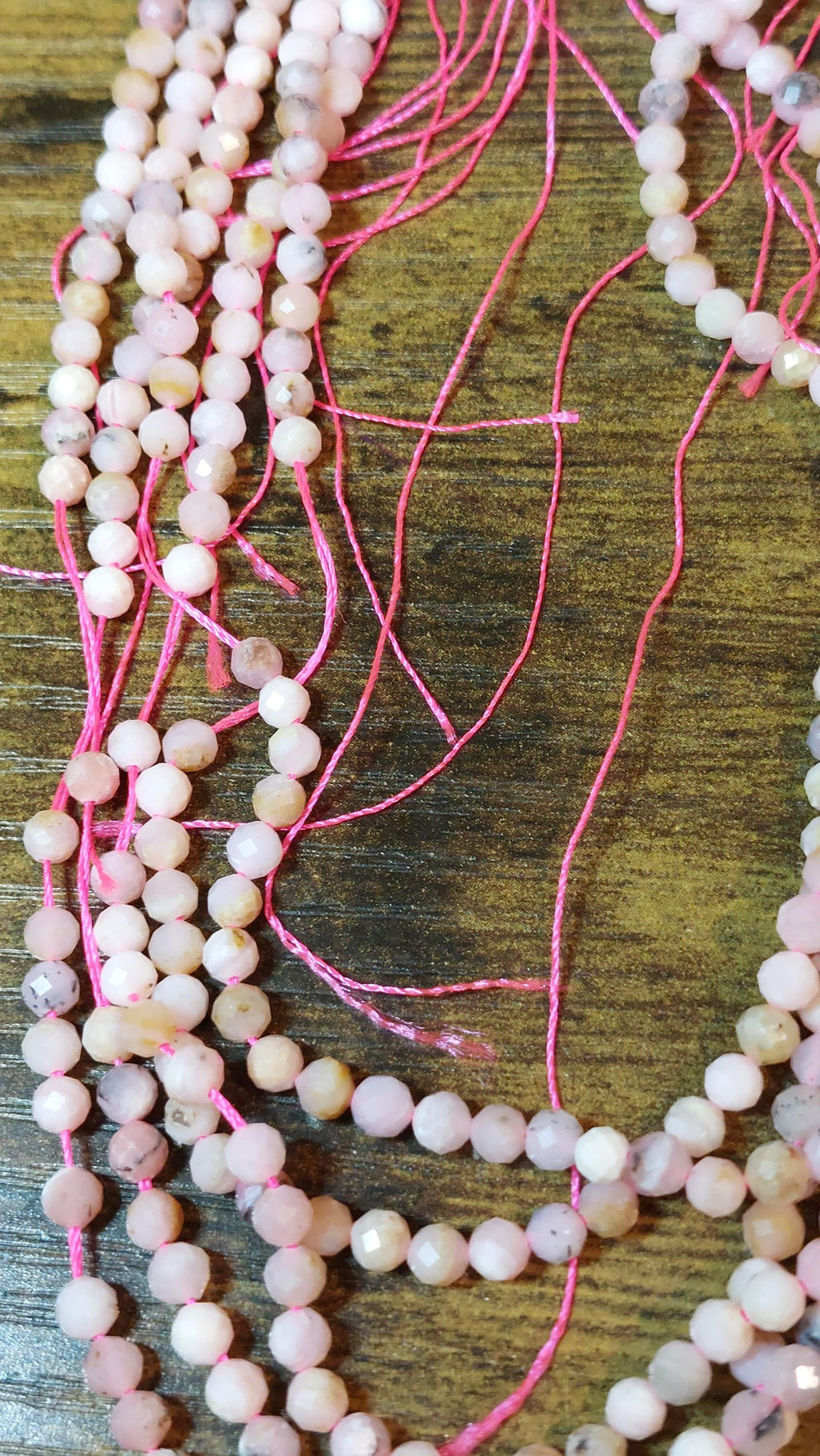 Natural Peruvian pink opal beads facetted