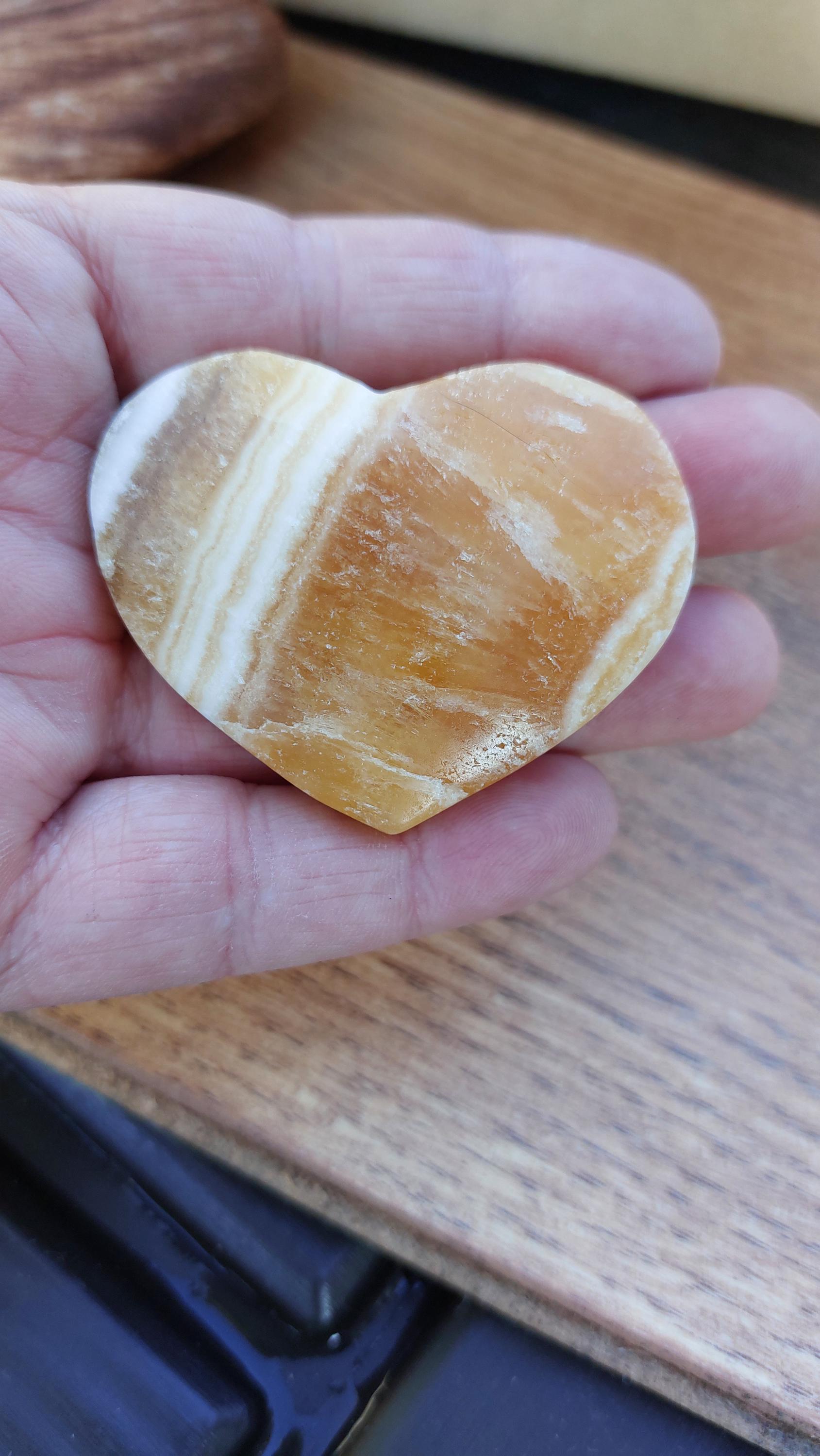 natural calcite carved hearts