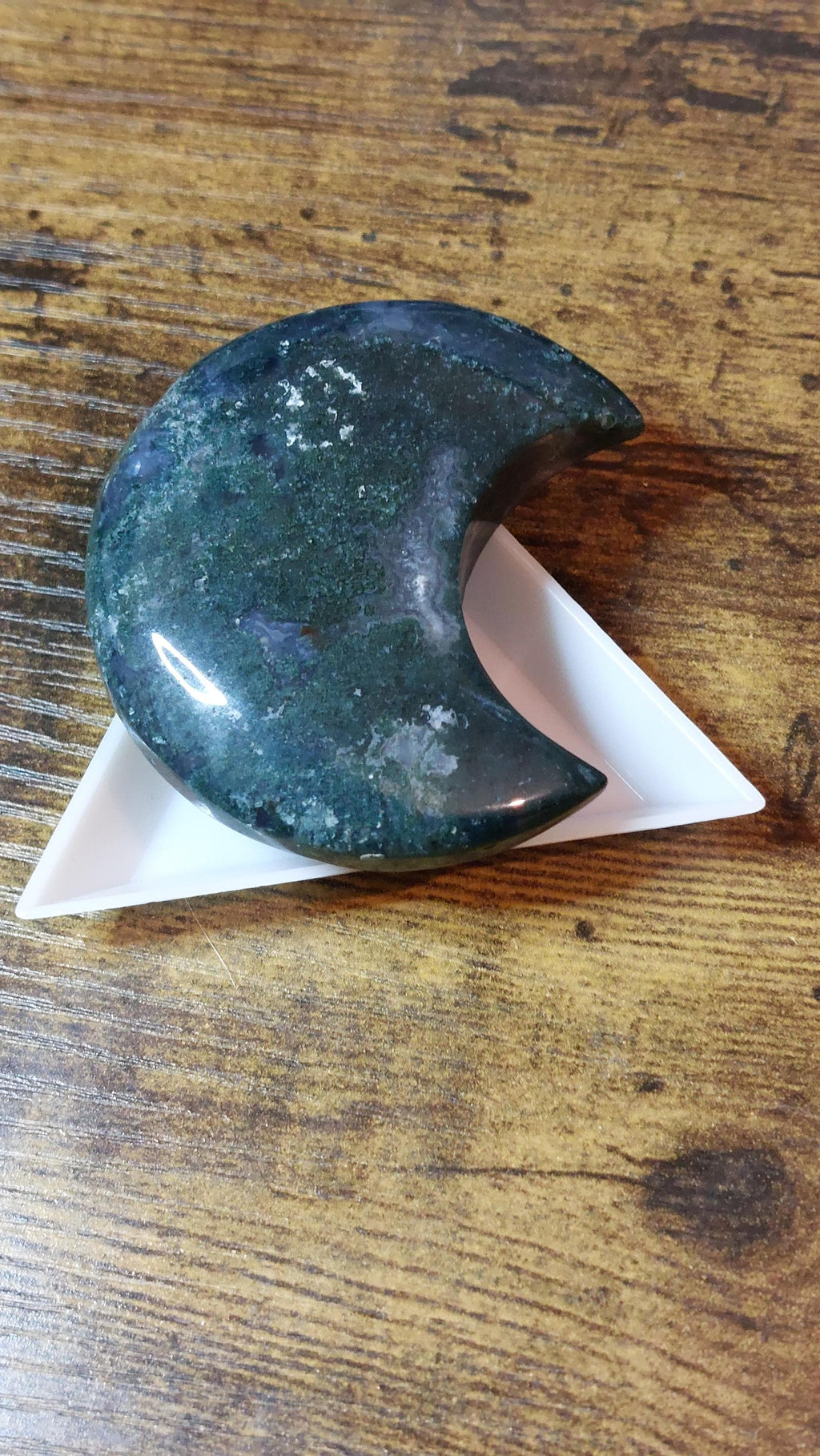Natural Moss Agate moon