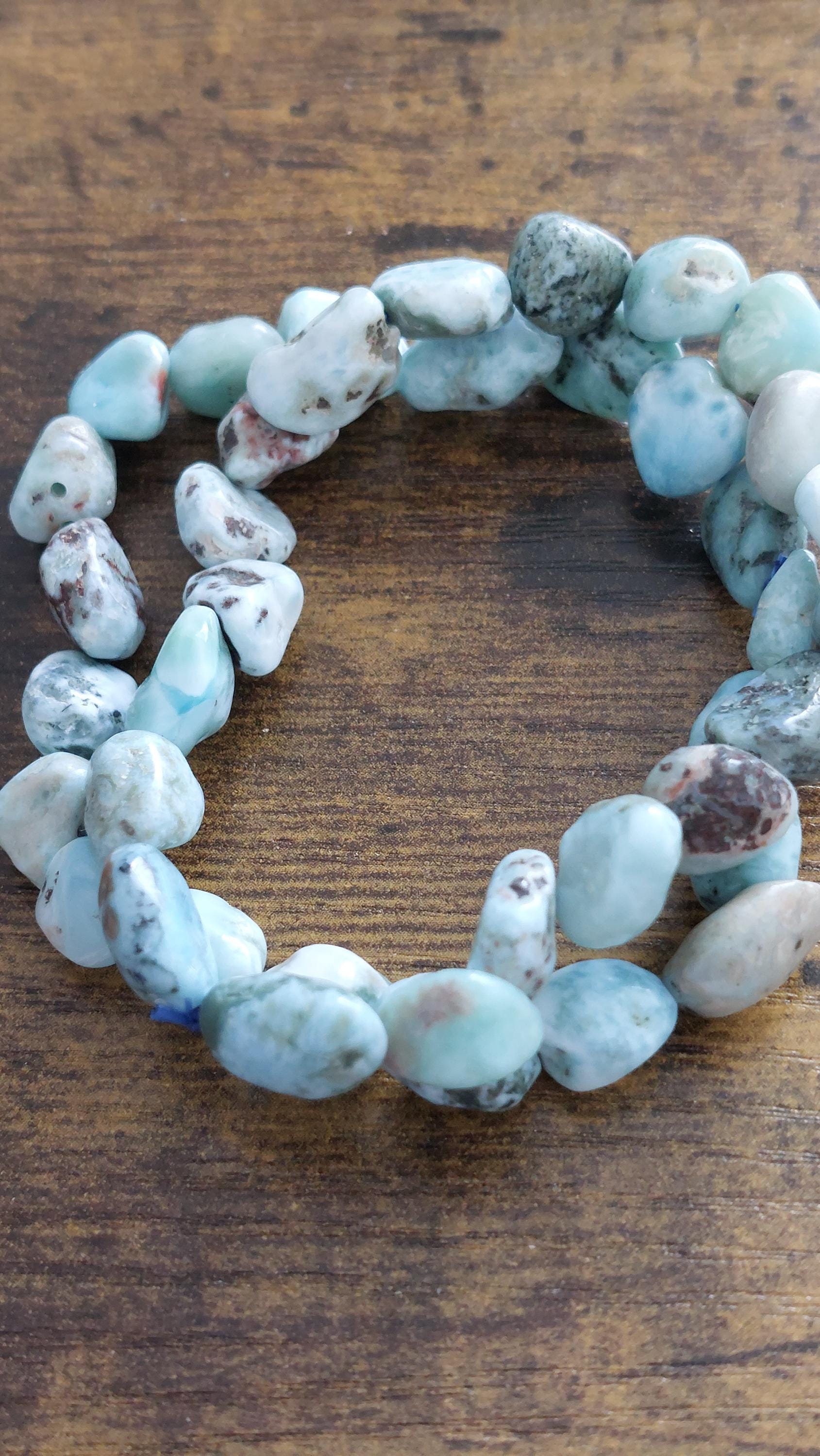 Larimar Beaded Bracelet: Oval Tumbled Gemstone
