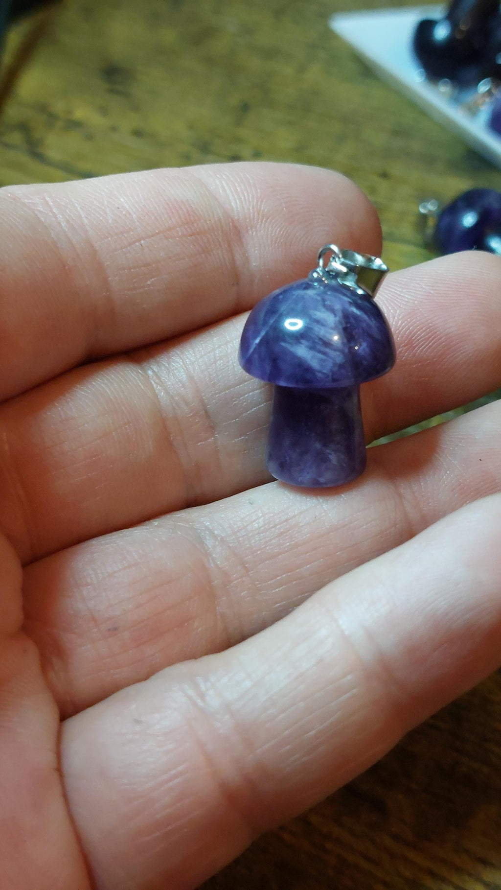 Natural amethyst pendants mushrooms
