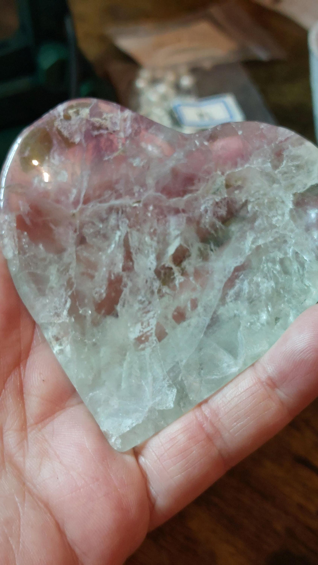 Natural fluorite carved heart plate