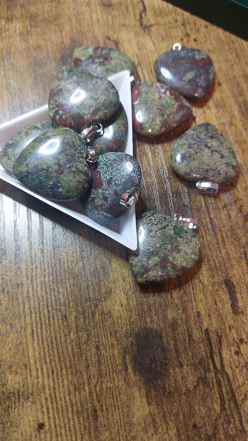 Natural Dragon Blood Jasper Heart Pendant 27x25mm