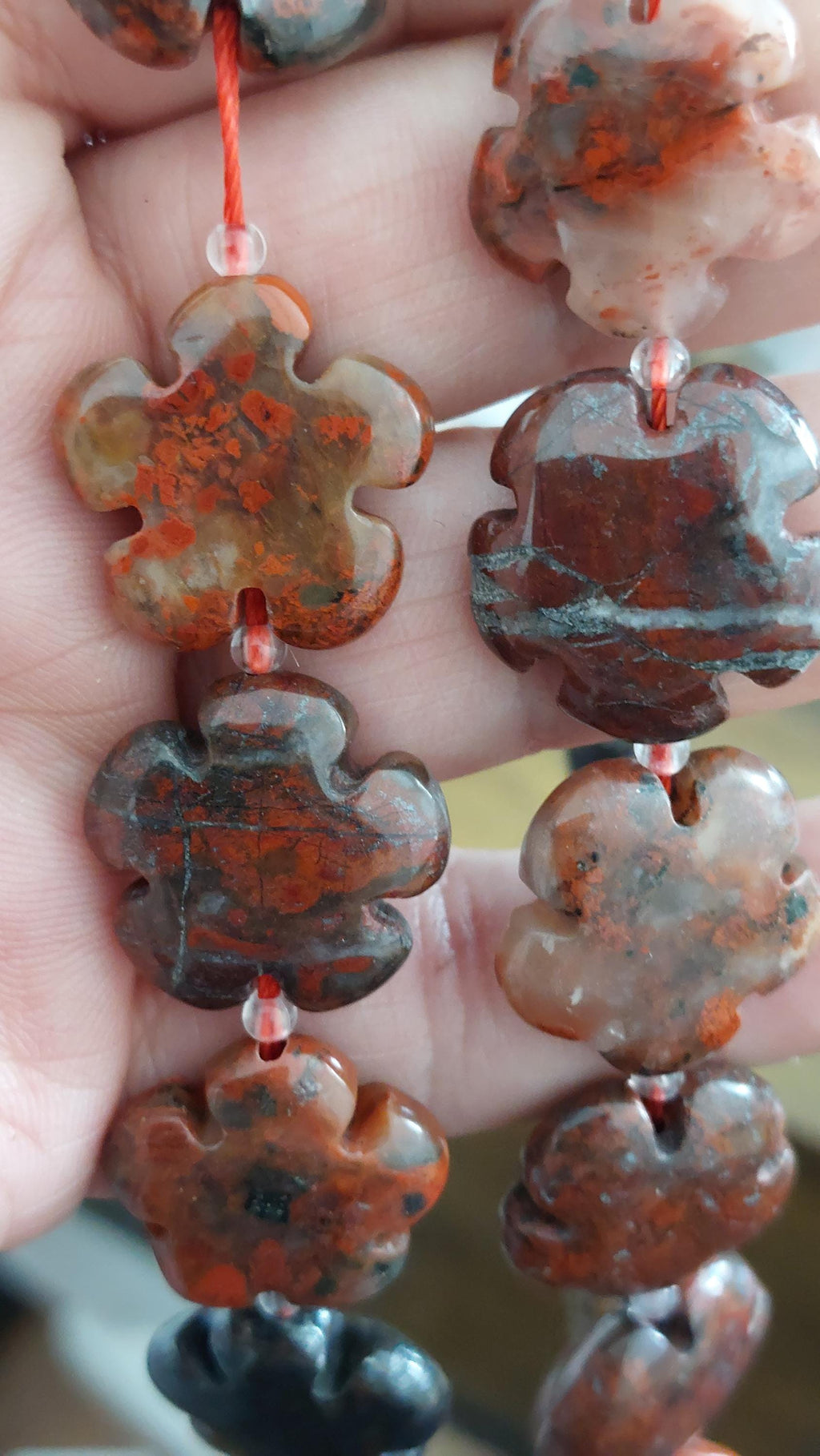 natural Brecciated jasper beads flower