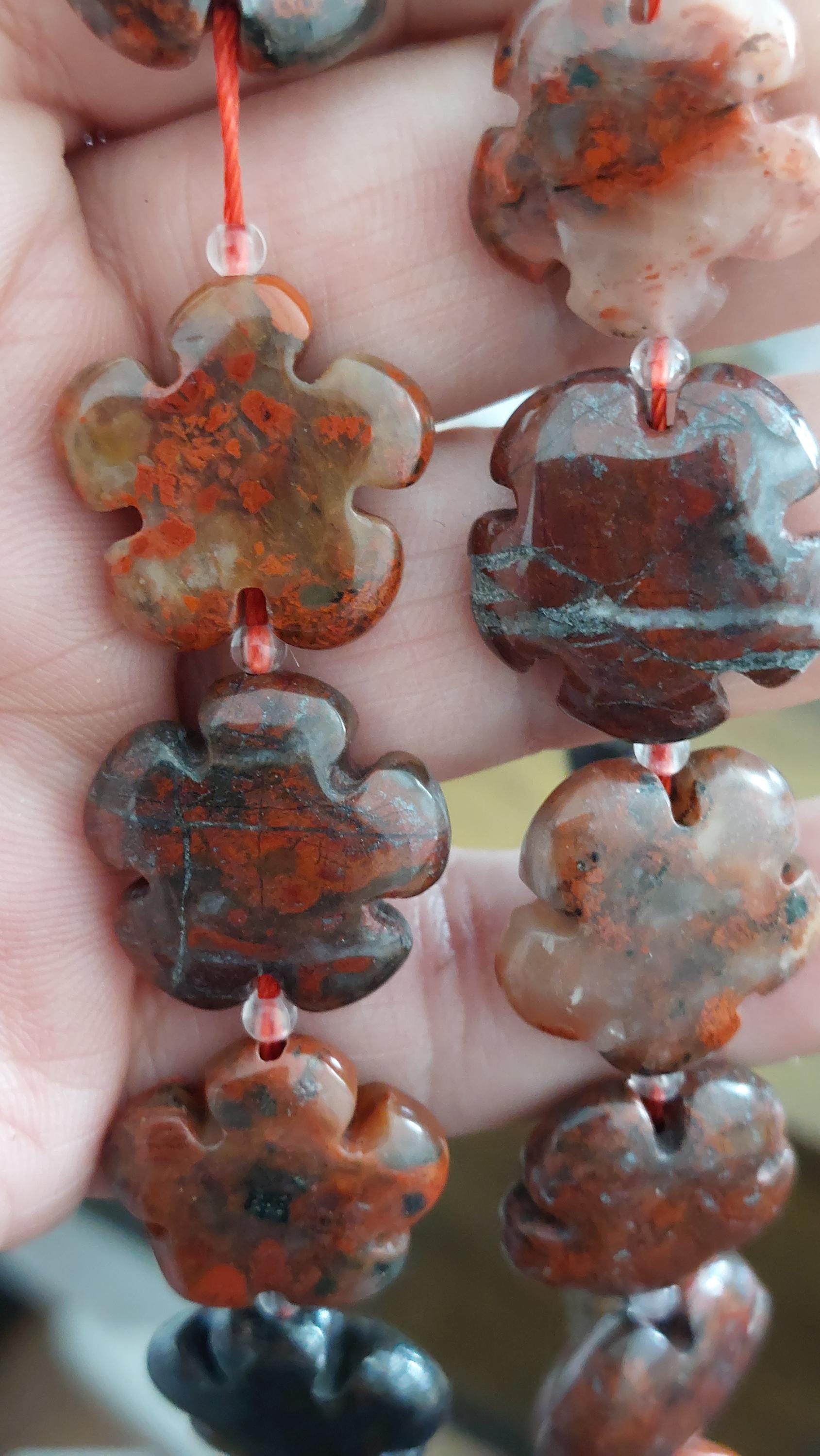 natural Brecciated jasper beads flower