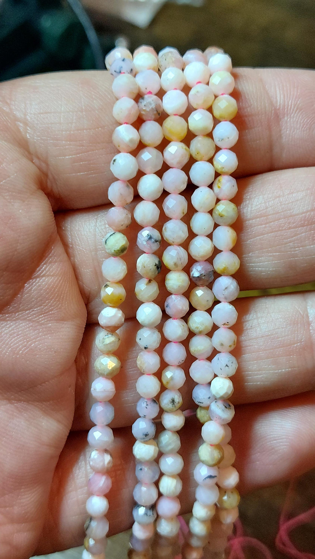 Natural Peruvian pink opal beads facetted