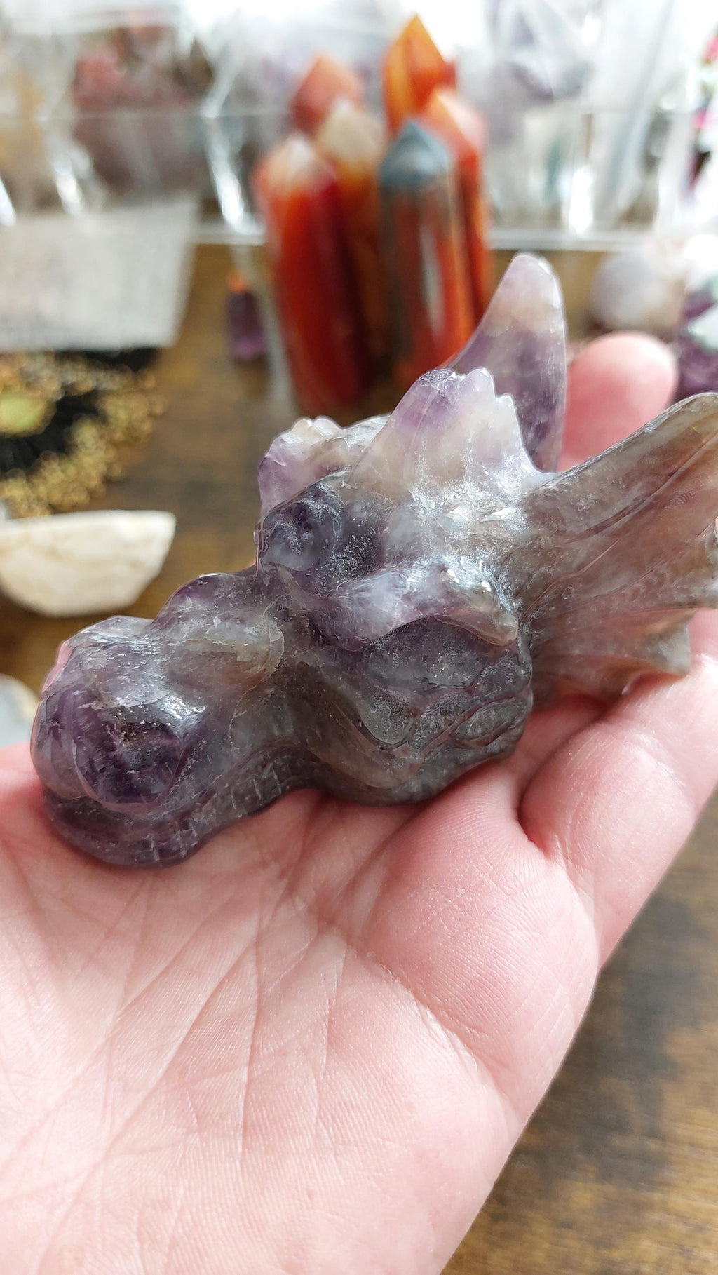 natural amethyst carved dragon