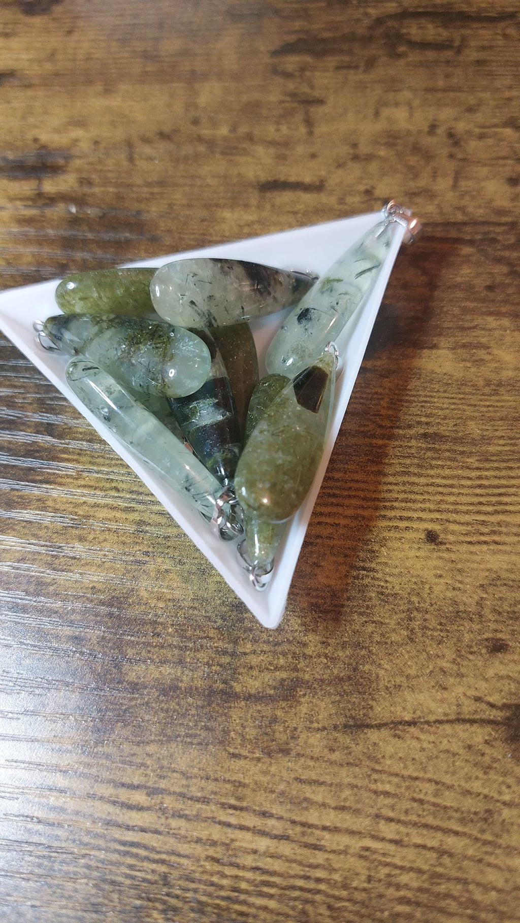 Natural prehnite pendants 34x10