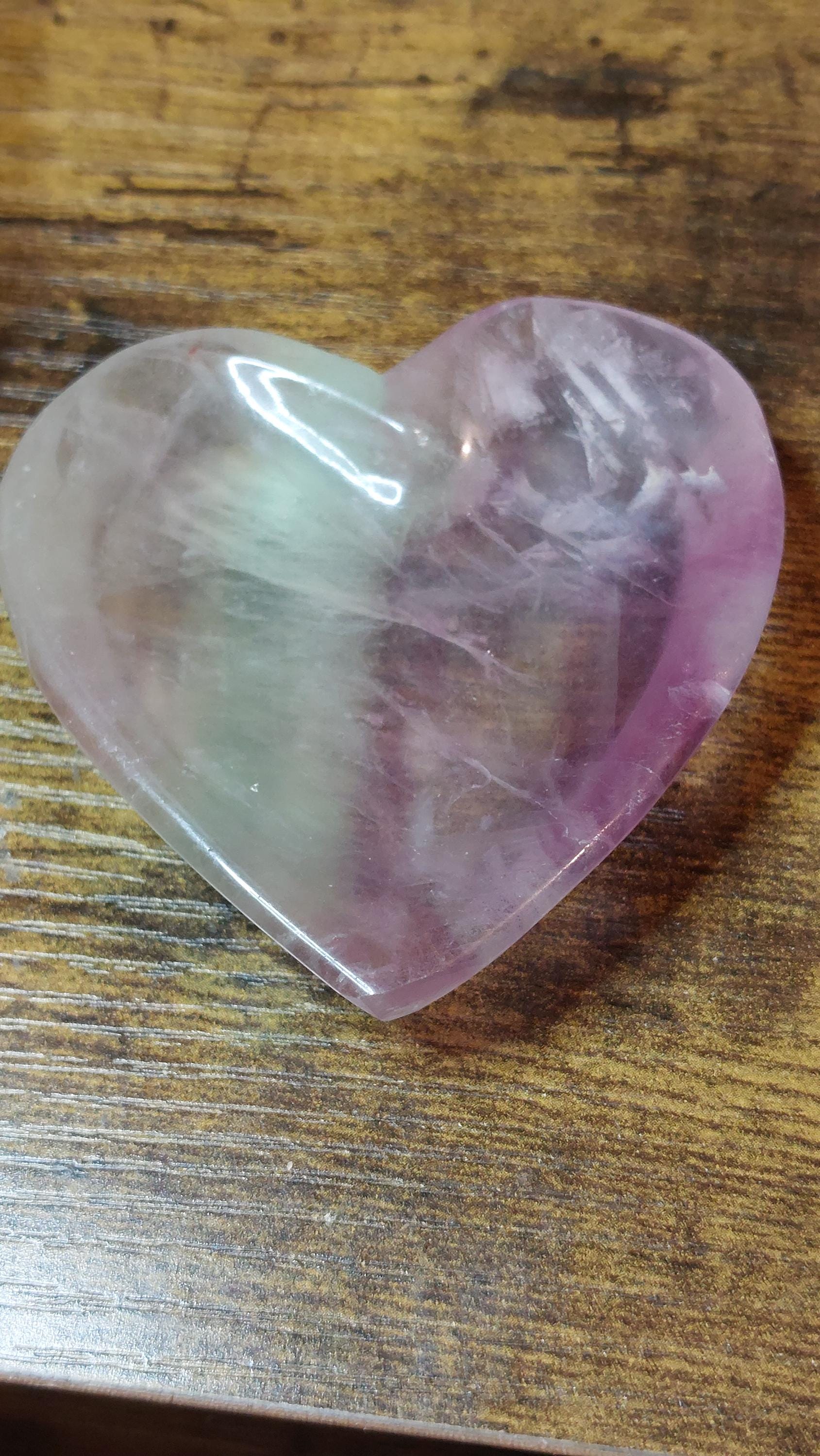 Natural fluorite carved heart plate