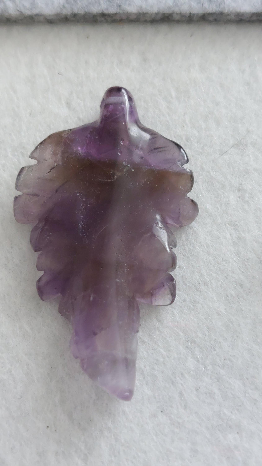Natural Amethyst Carved Leaf Pendant 40mm