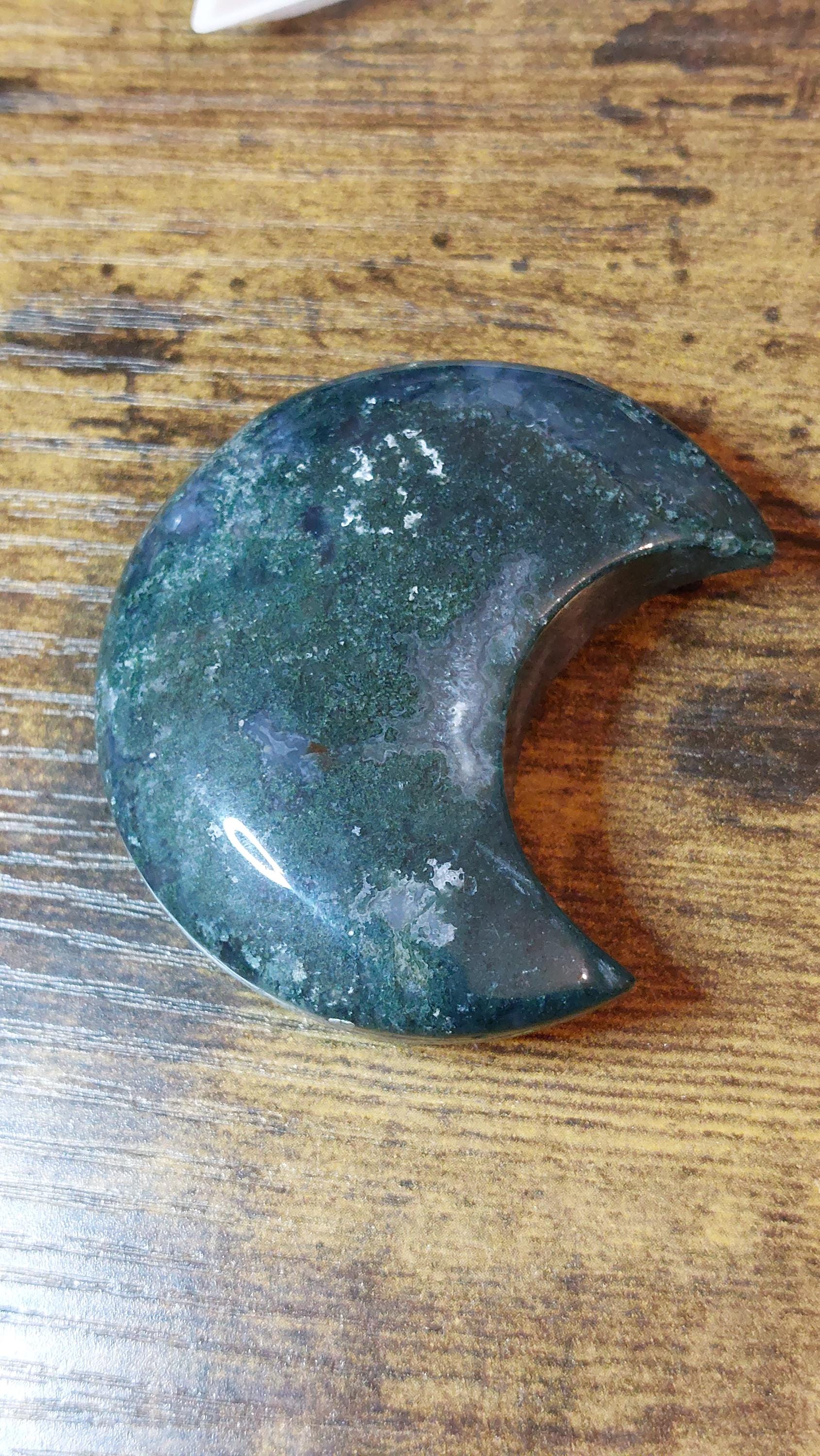 Natural Moss Agate moon