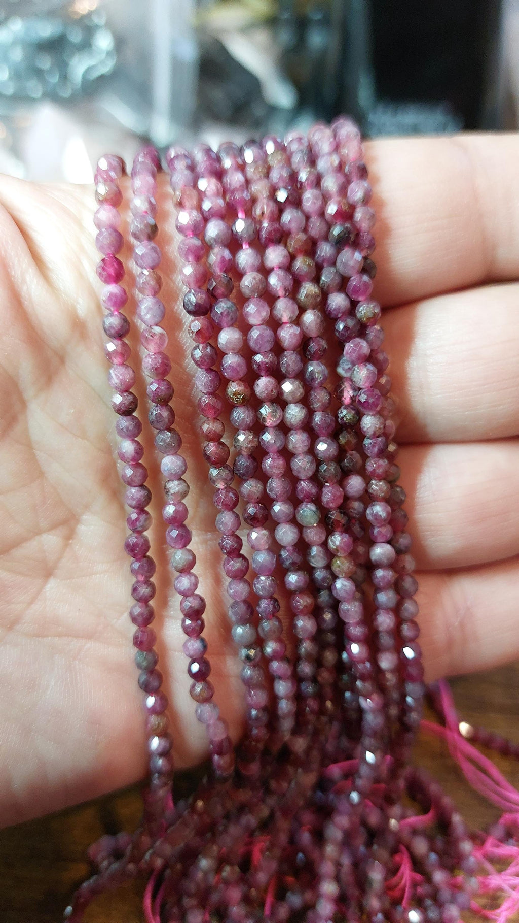Red tourmaline beads