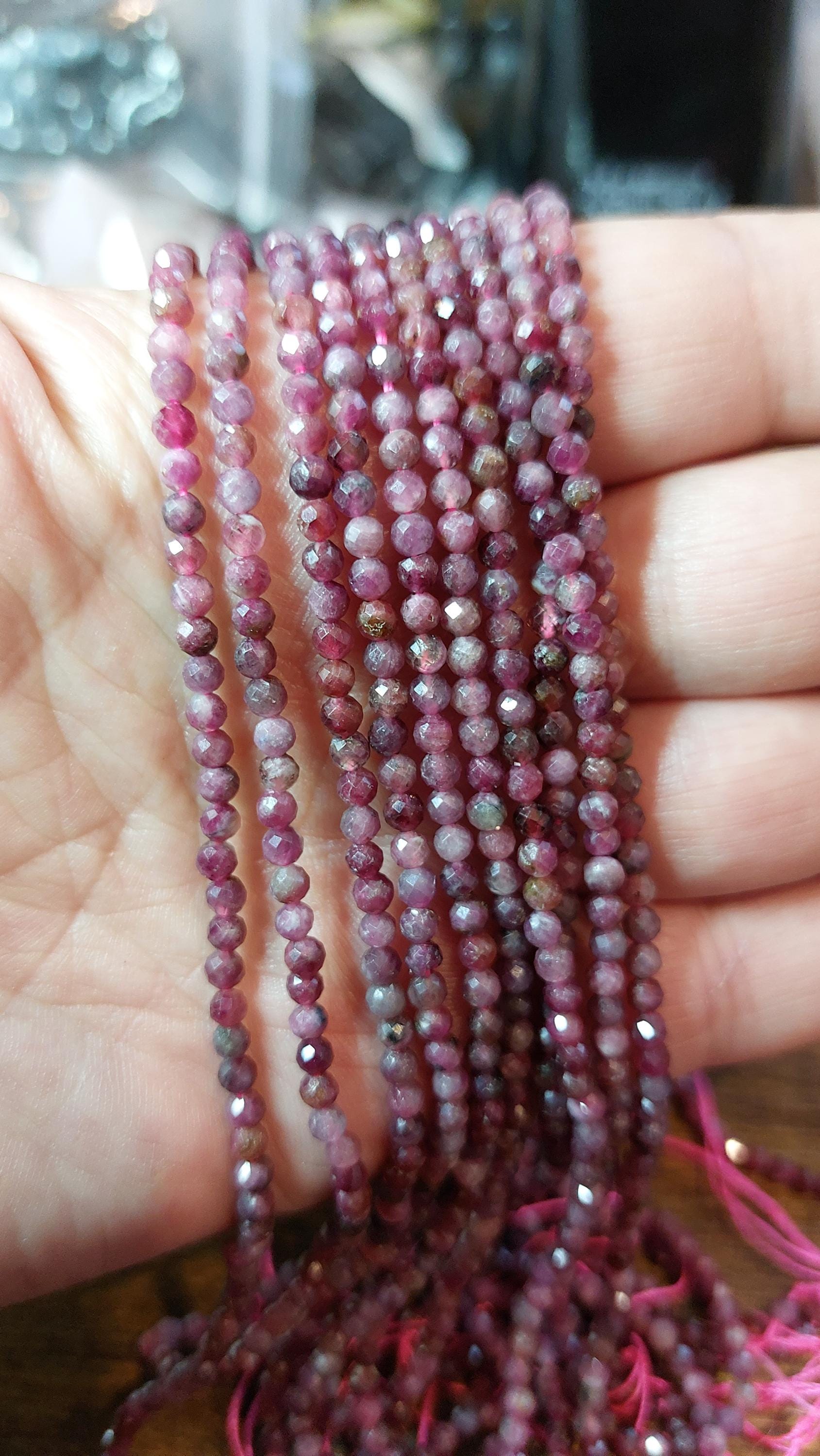 Red tourmaline beads