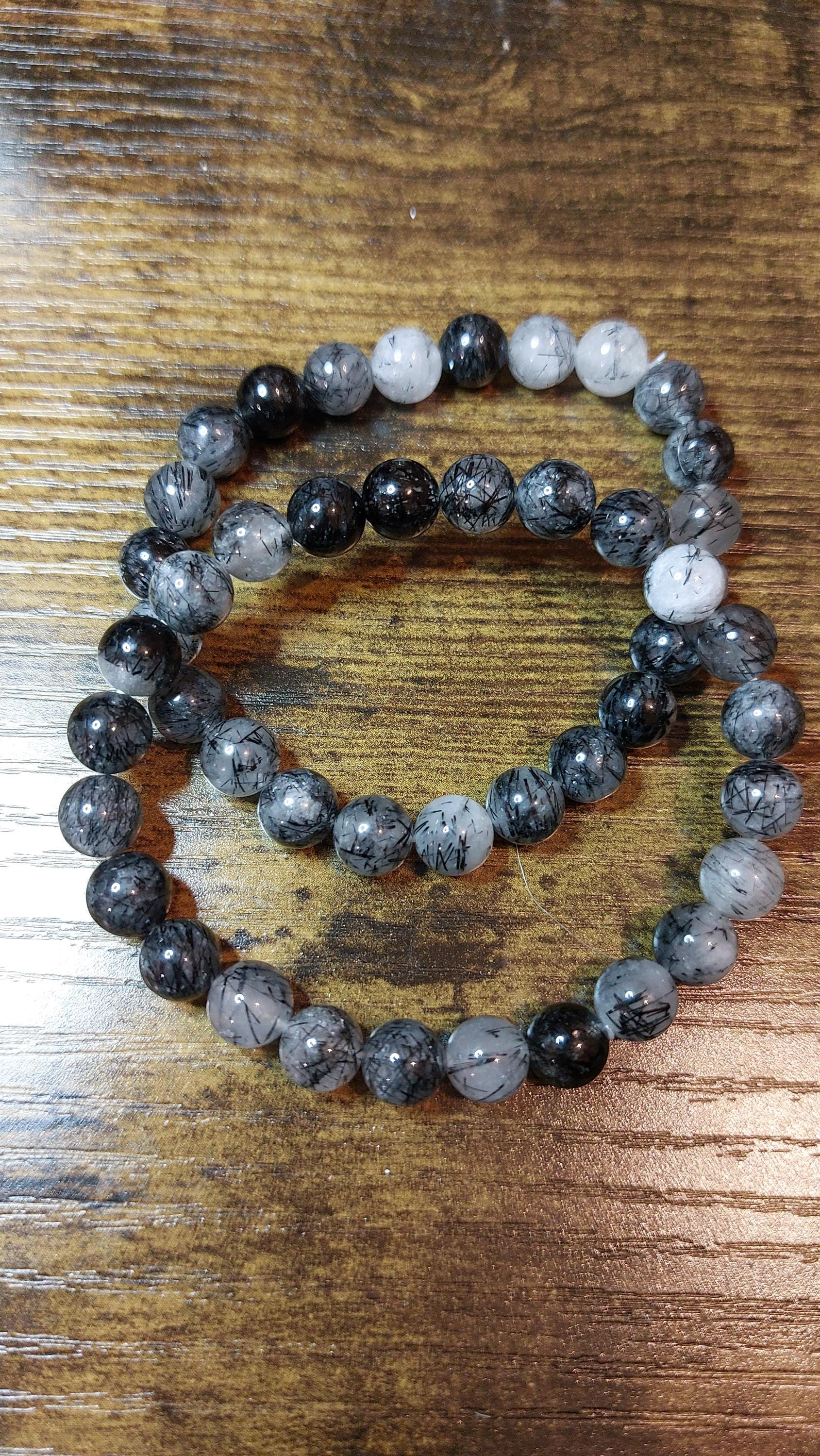 Natural Black Rutilated Quartz Bracelet 8mm
