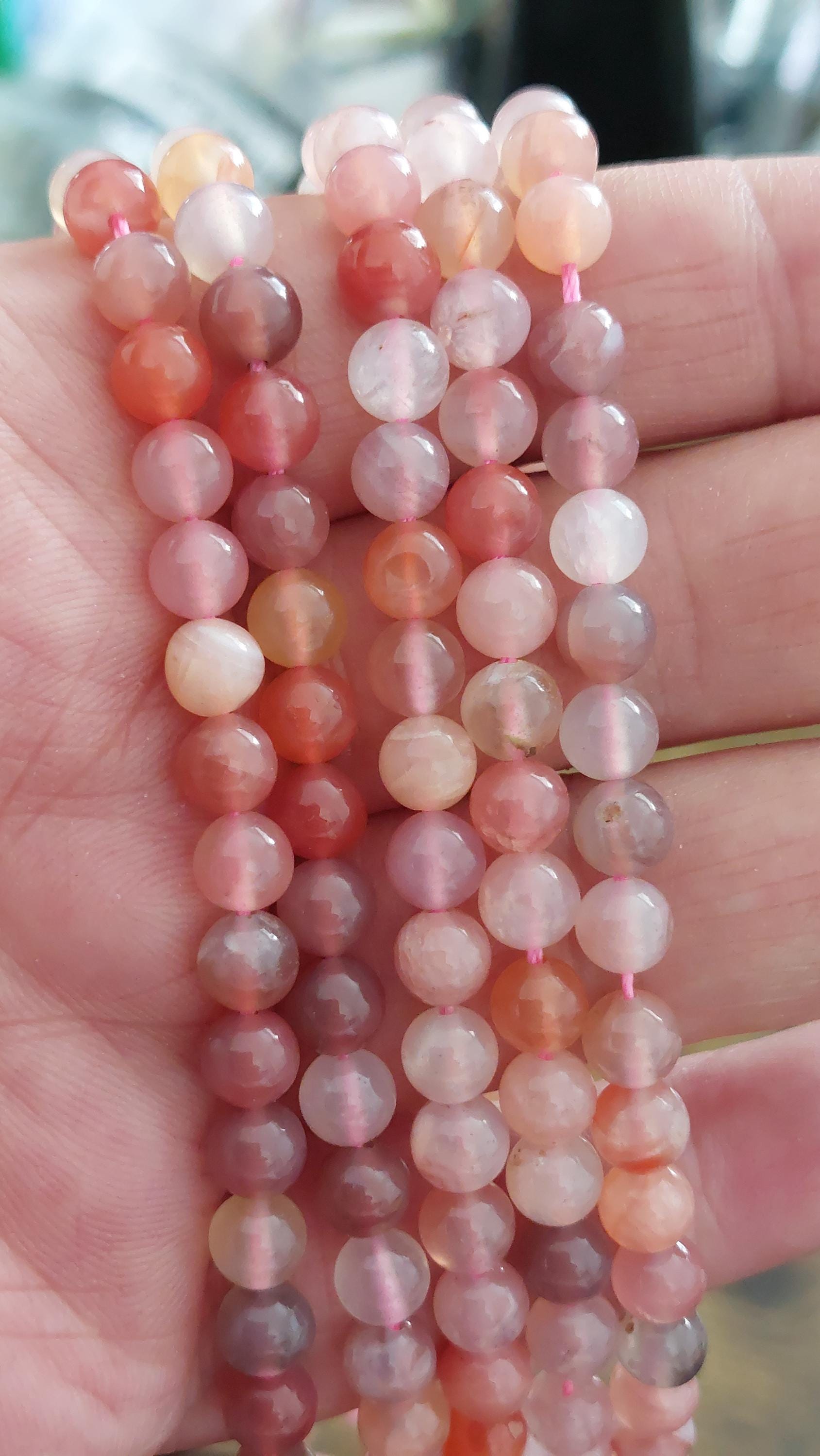 natural apricot agate beads 6mm