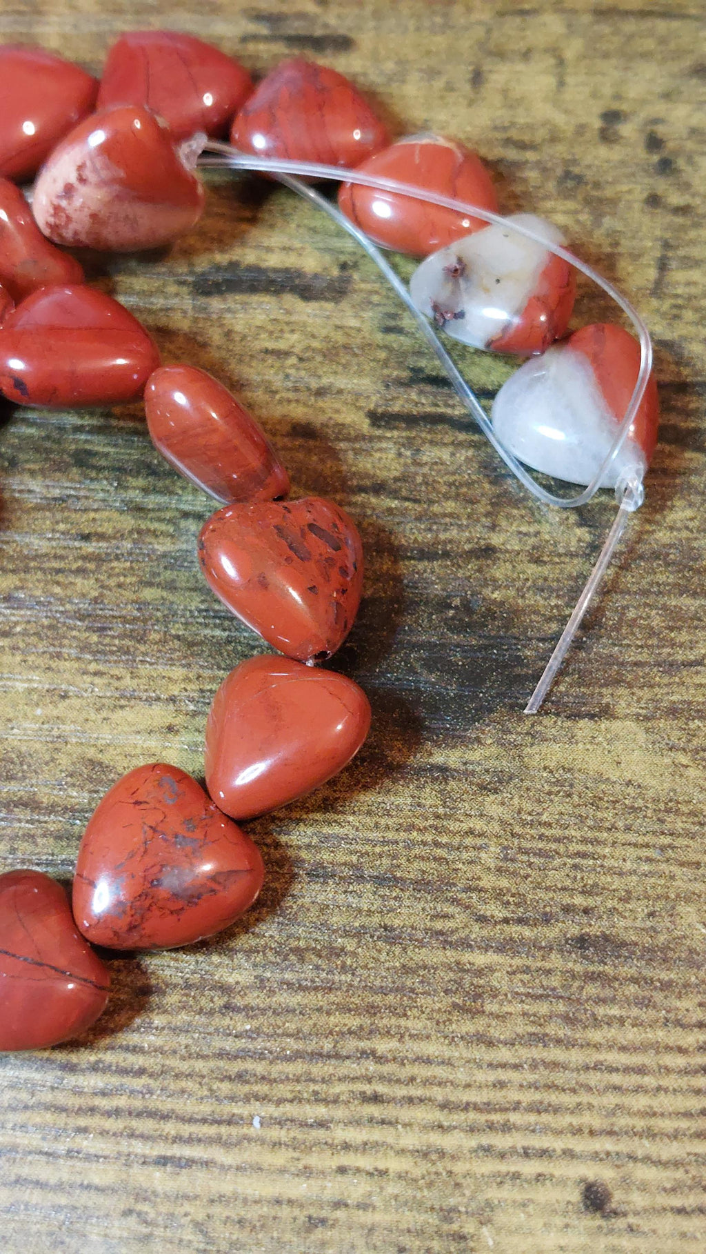 Natural Red Jasper Heart Beads 12mm