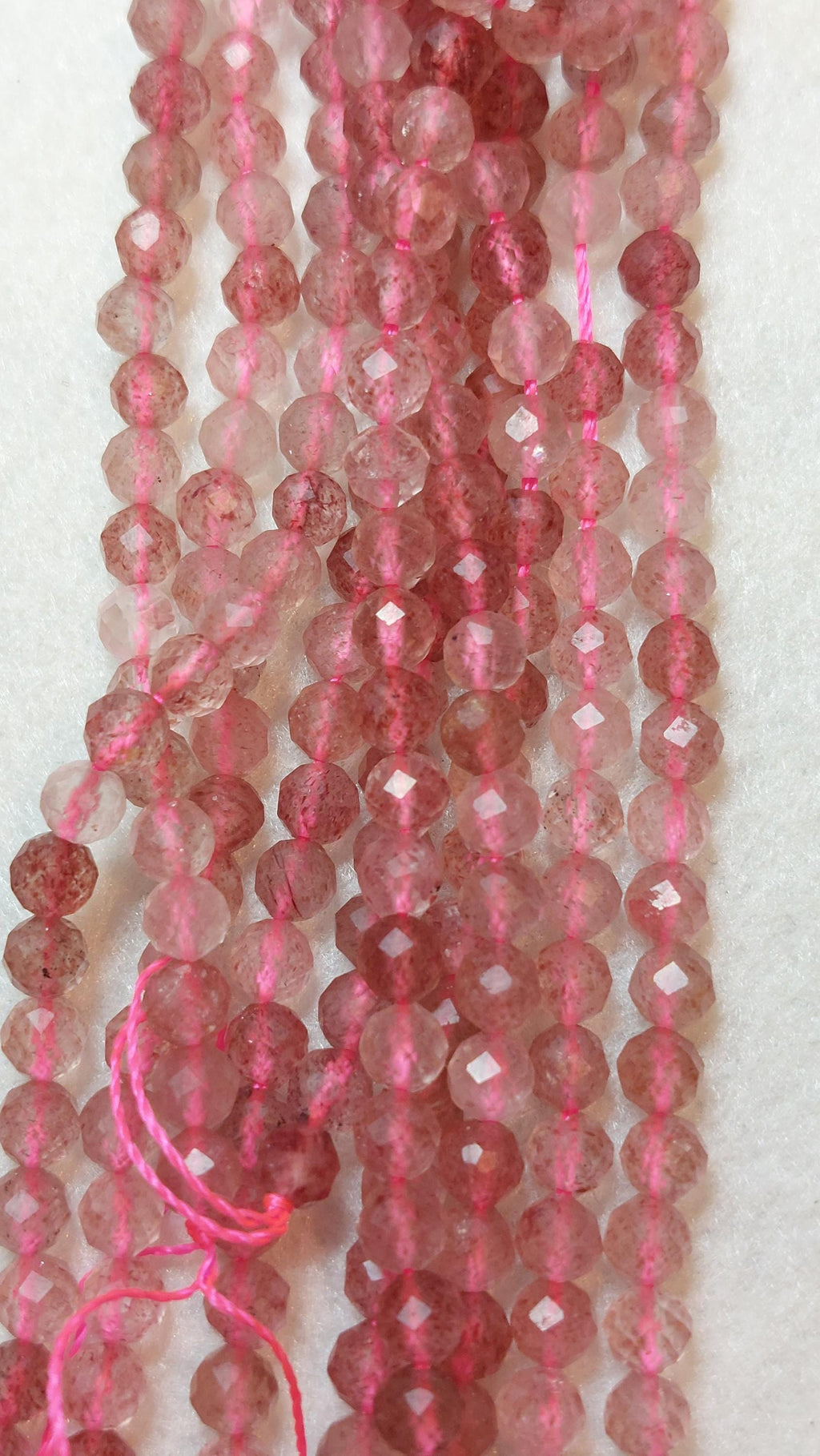 Strawberry Quartz Faceted Round Beads 4mm