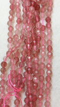 Strawberry Quartz Faceted Round Beads 4mm