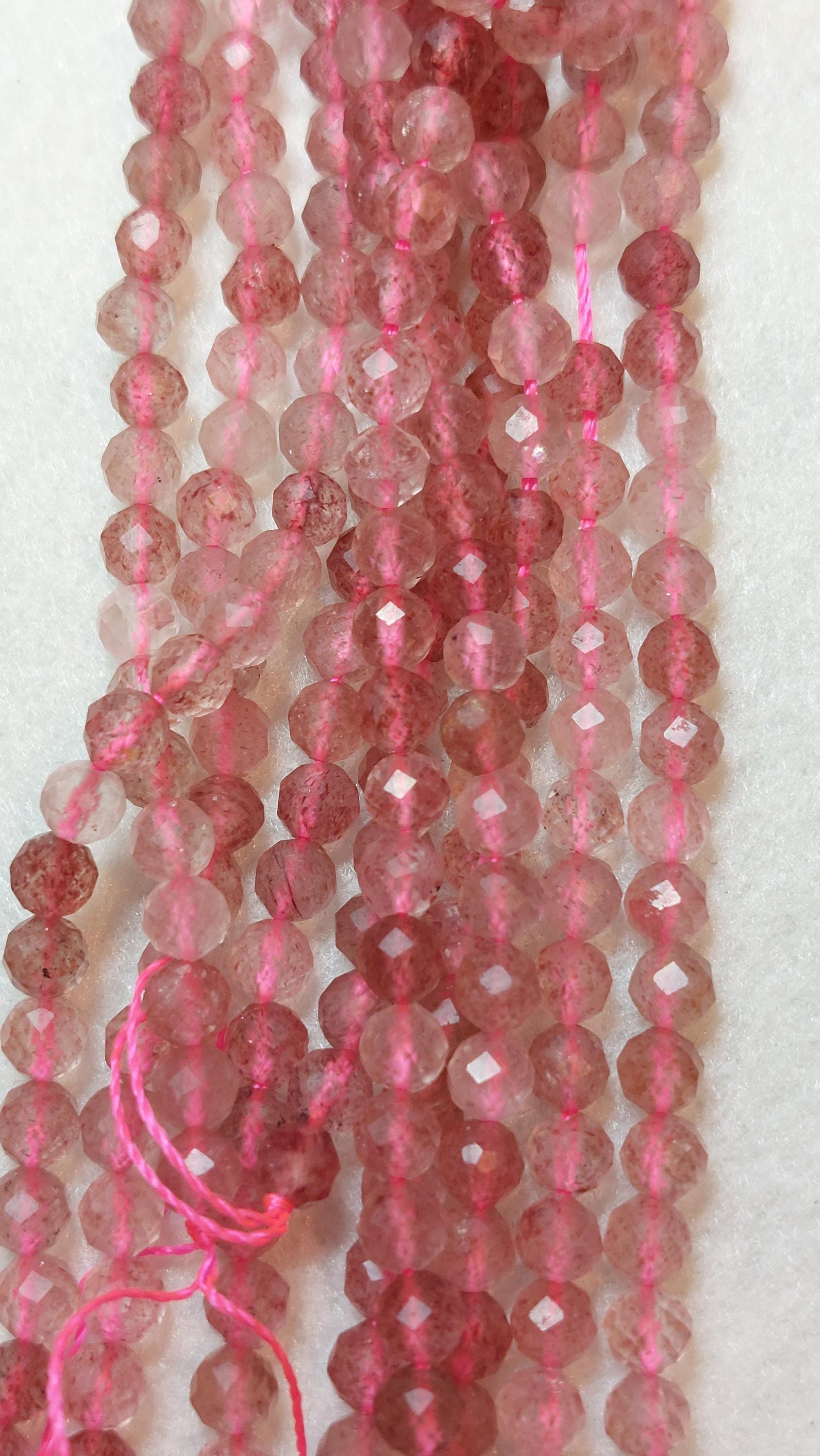 Strawberry Quartz Faceted Round Beads 4mm
