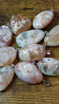 Natural Cherry Blossom Agate Pendants