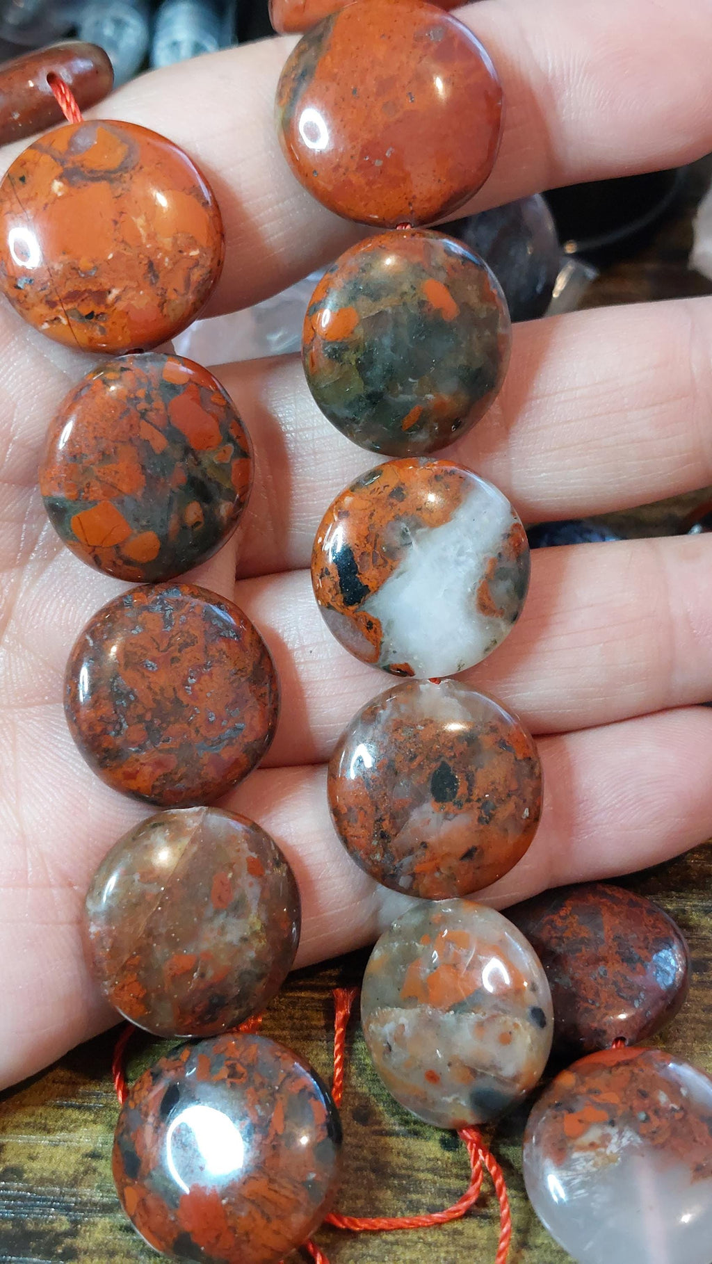 Brecciated Jasper beads 20mm set of 5 beads