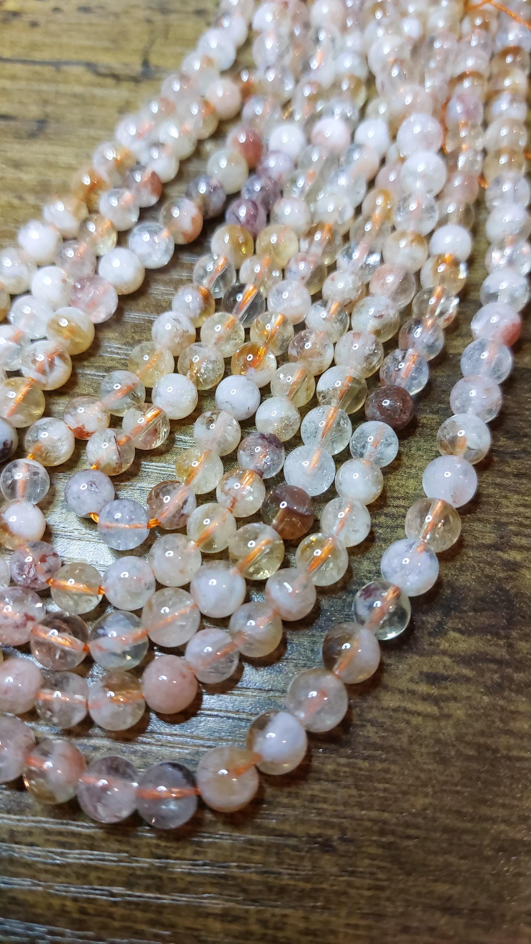 Natural citrine beads 6mm, 15" strand