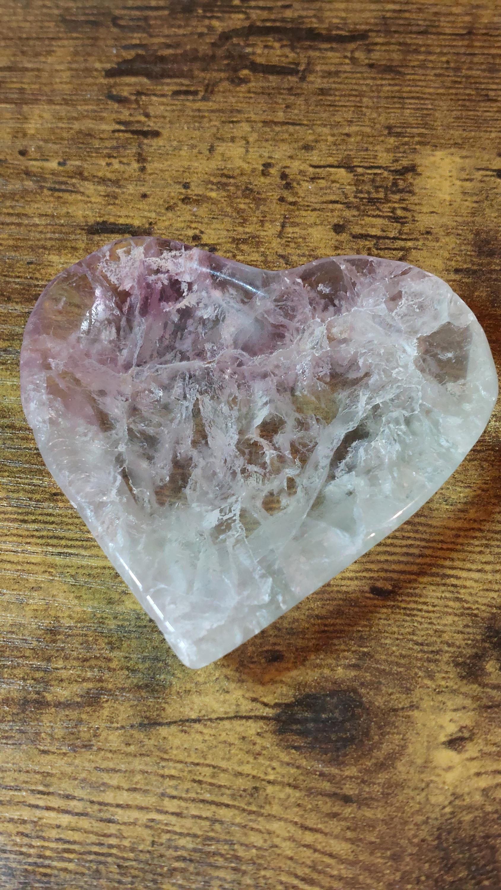 Natural fluorite carved heart plate