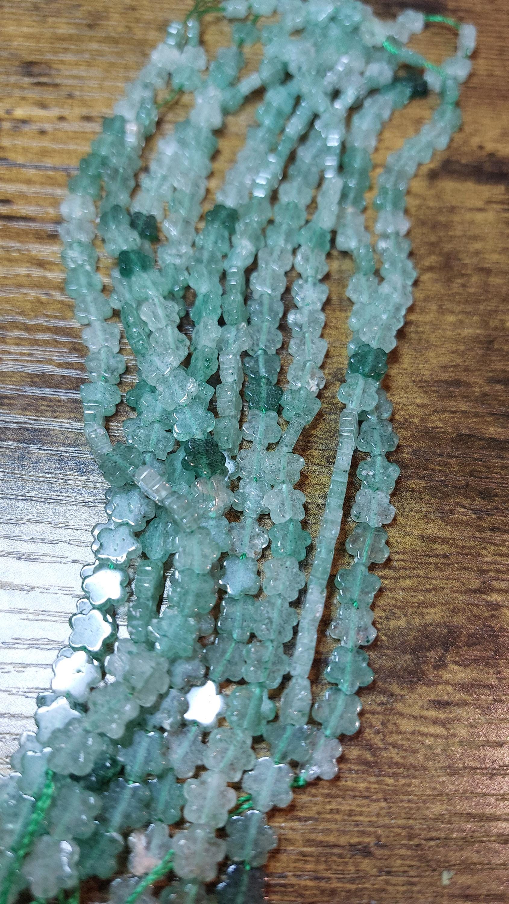 Natural Green Strawberry Quartz Flower Beads 6mm