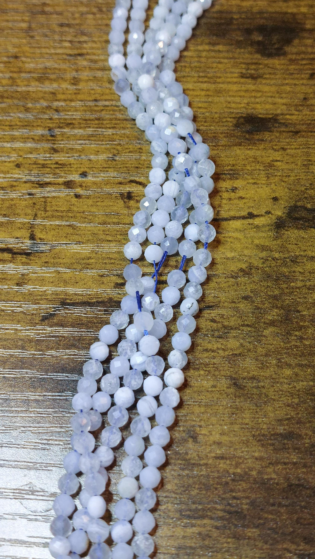 Natural Blue Lace Agate Faceted Beads 4mm