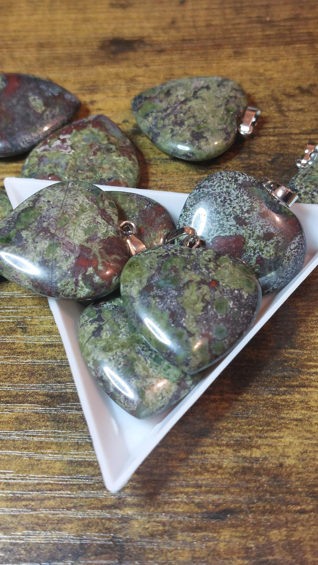 Natural Dragon Blood Jasper Heart Pendant 27x25mm