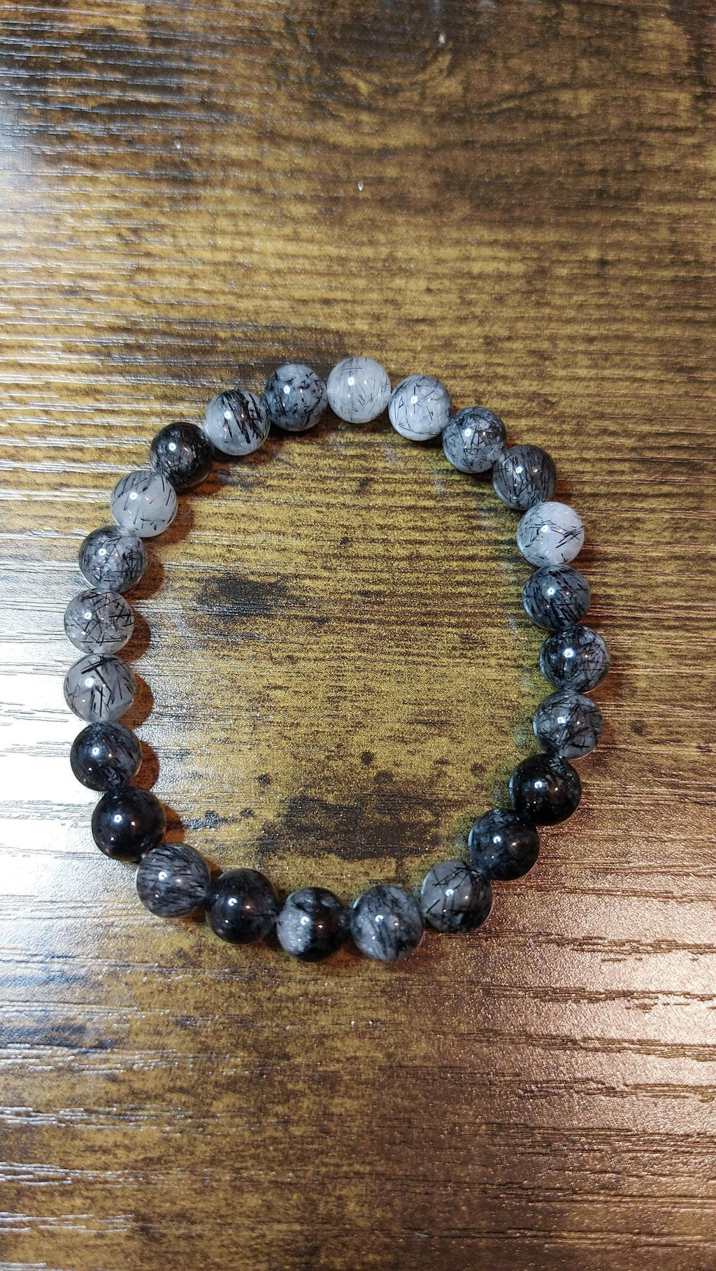 Natural Black Rutilated Quartz Bracelet 8mm
