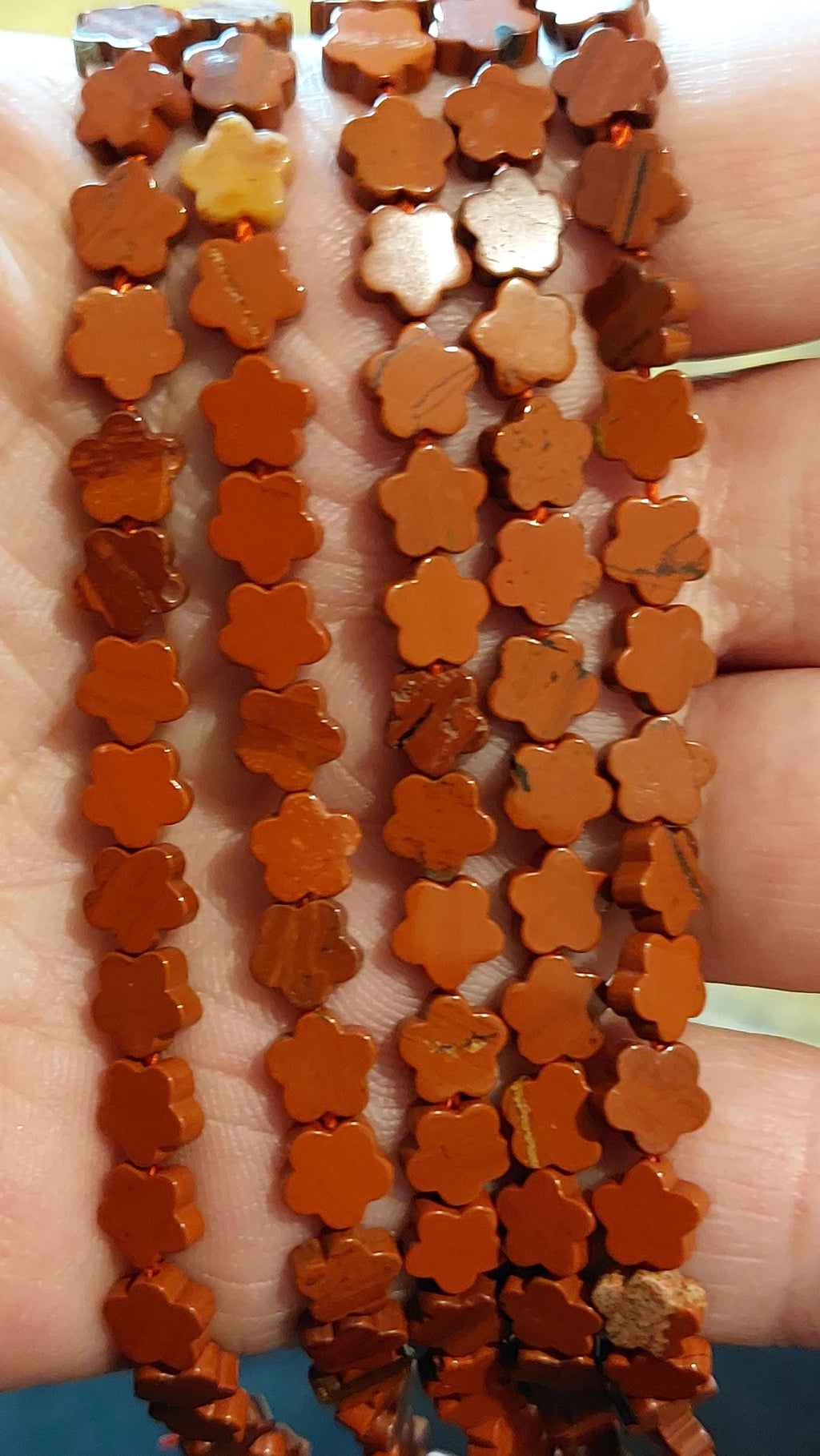 Natural Red Jasper Flower Beads 6mm
