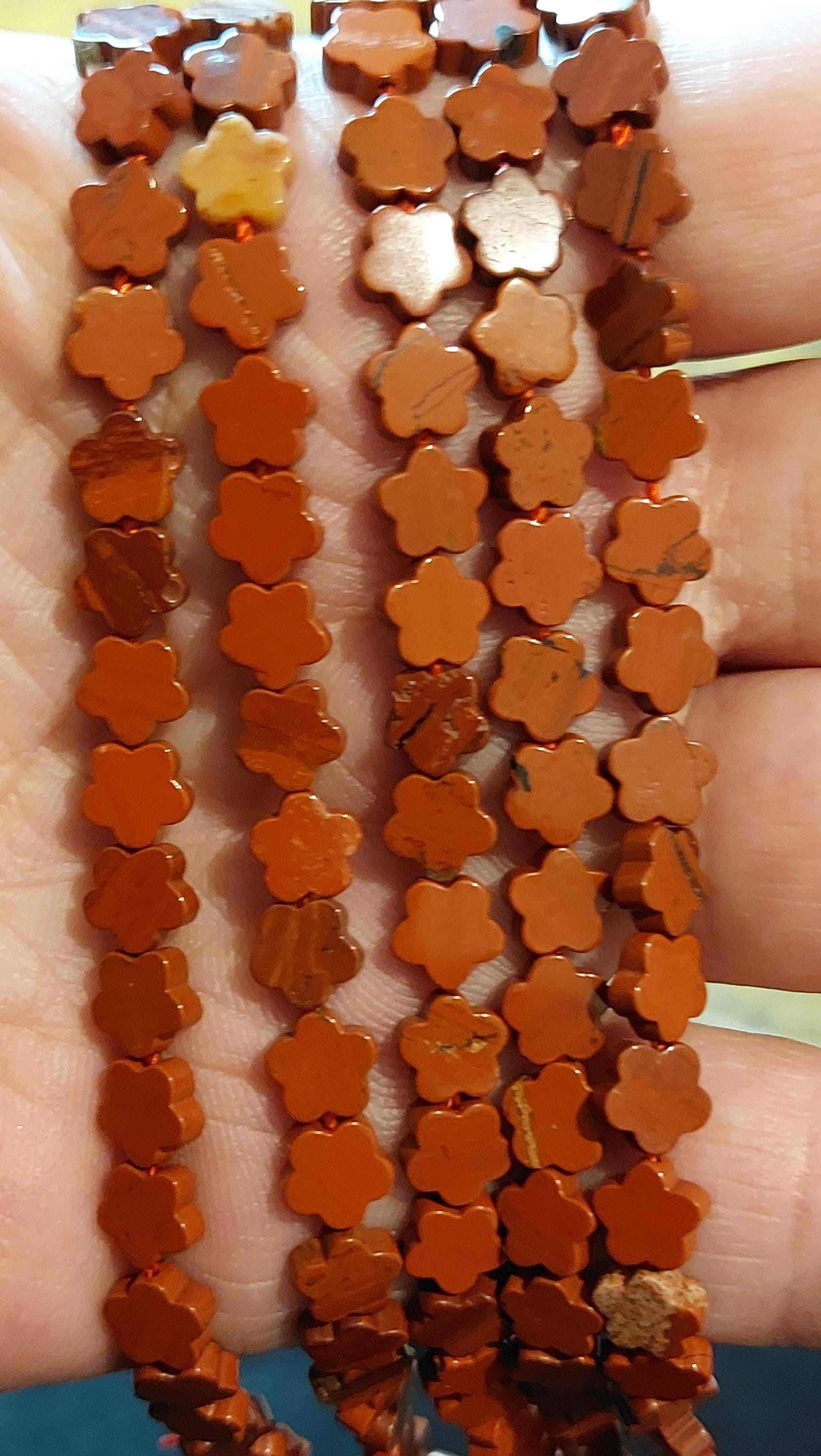Natural Red Jasper Flower Beads 6mm