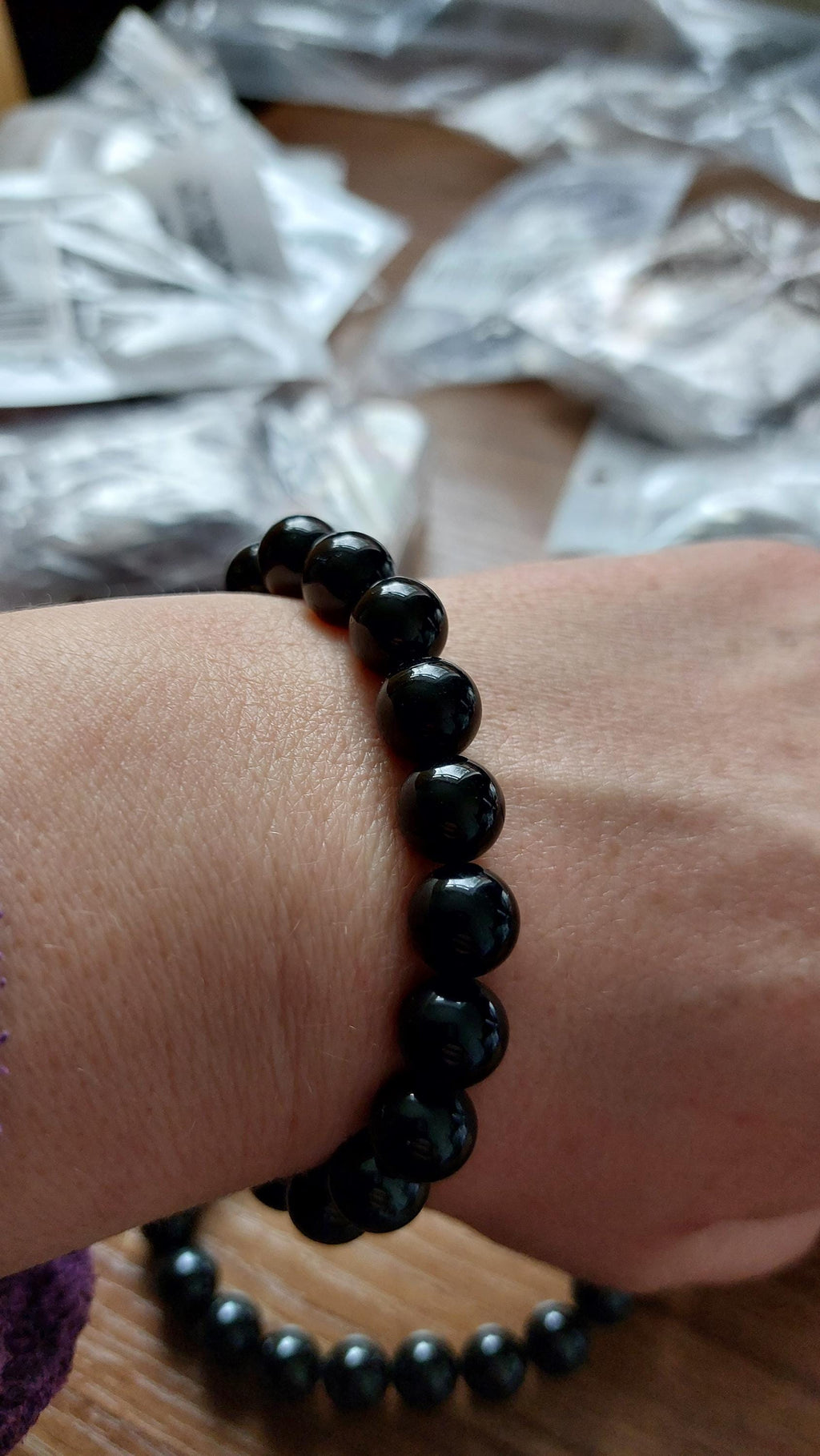 Natural Black Tourmaline beads bracelets-small size