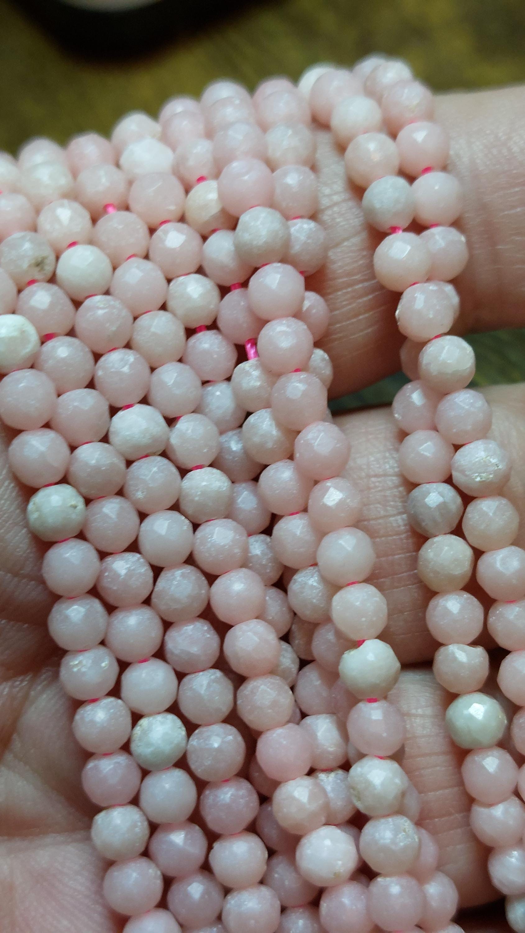pink opal 4mm Faceted beads