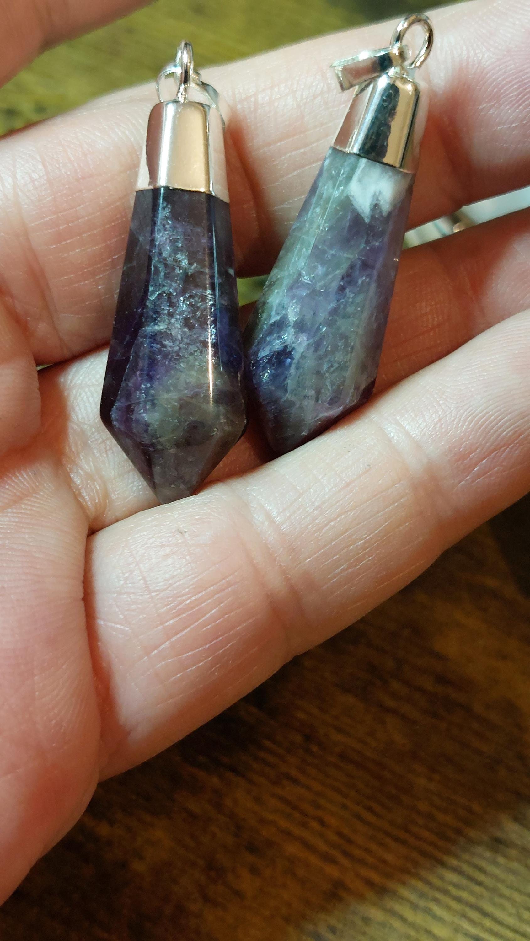 Natural Amethyst Bullet Pendant 40mm