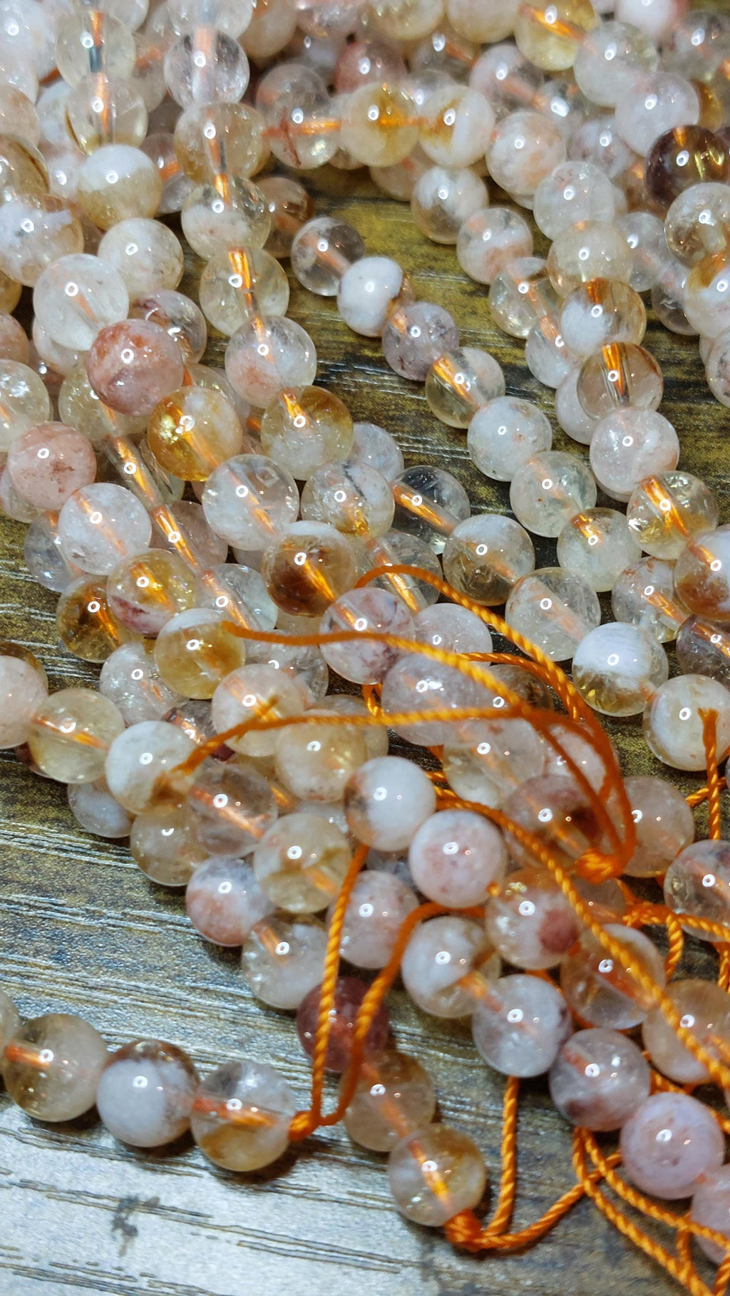 Natural citrine beads 6mm, 15" strand