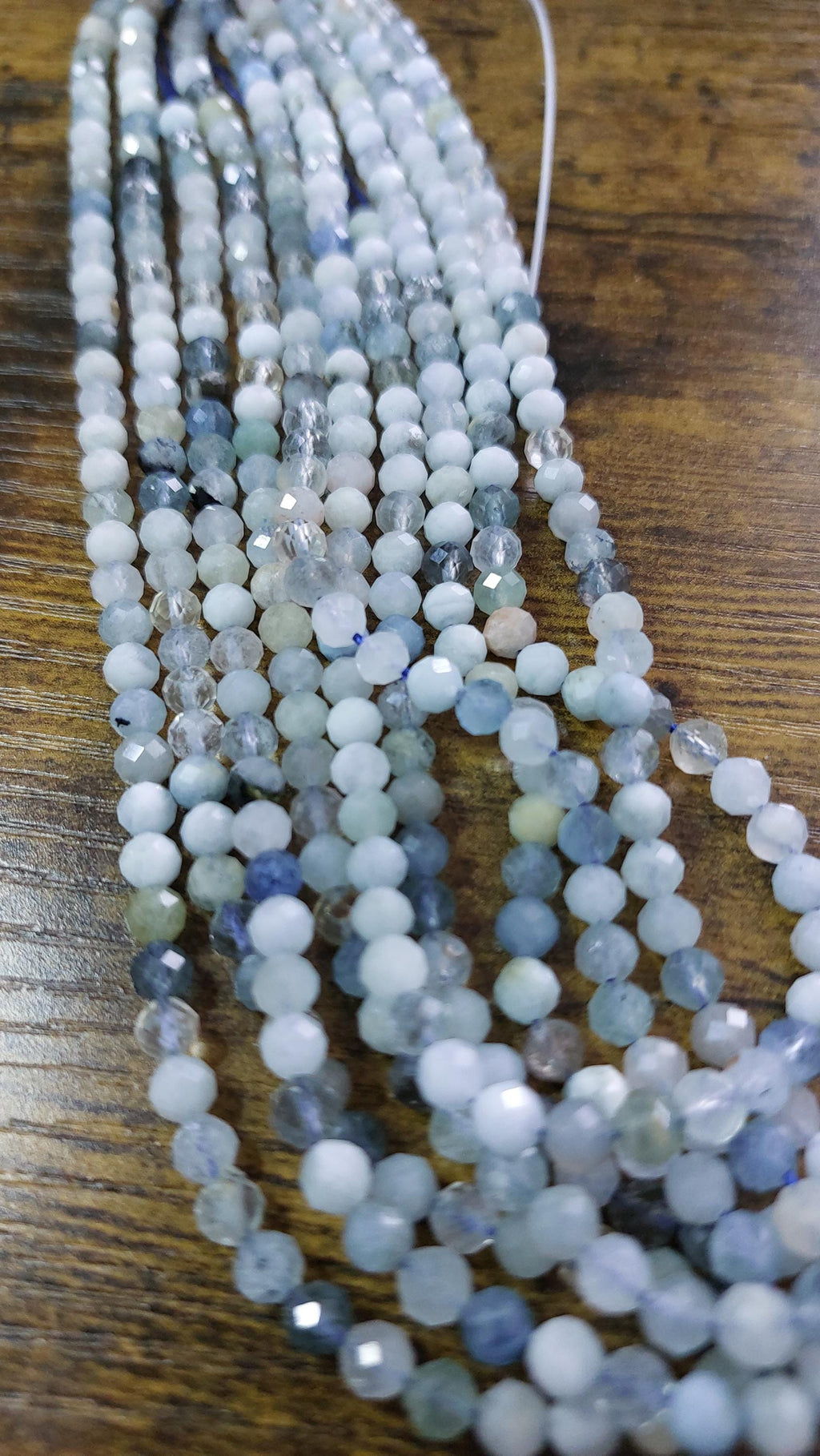 Natural Aquamarine & Quartz Mix Faceted Beads 4mm