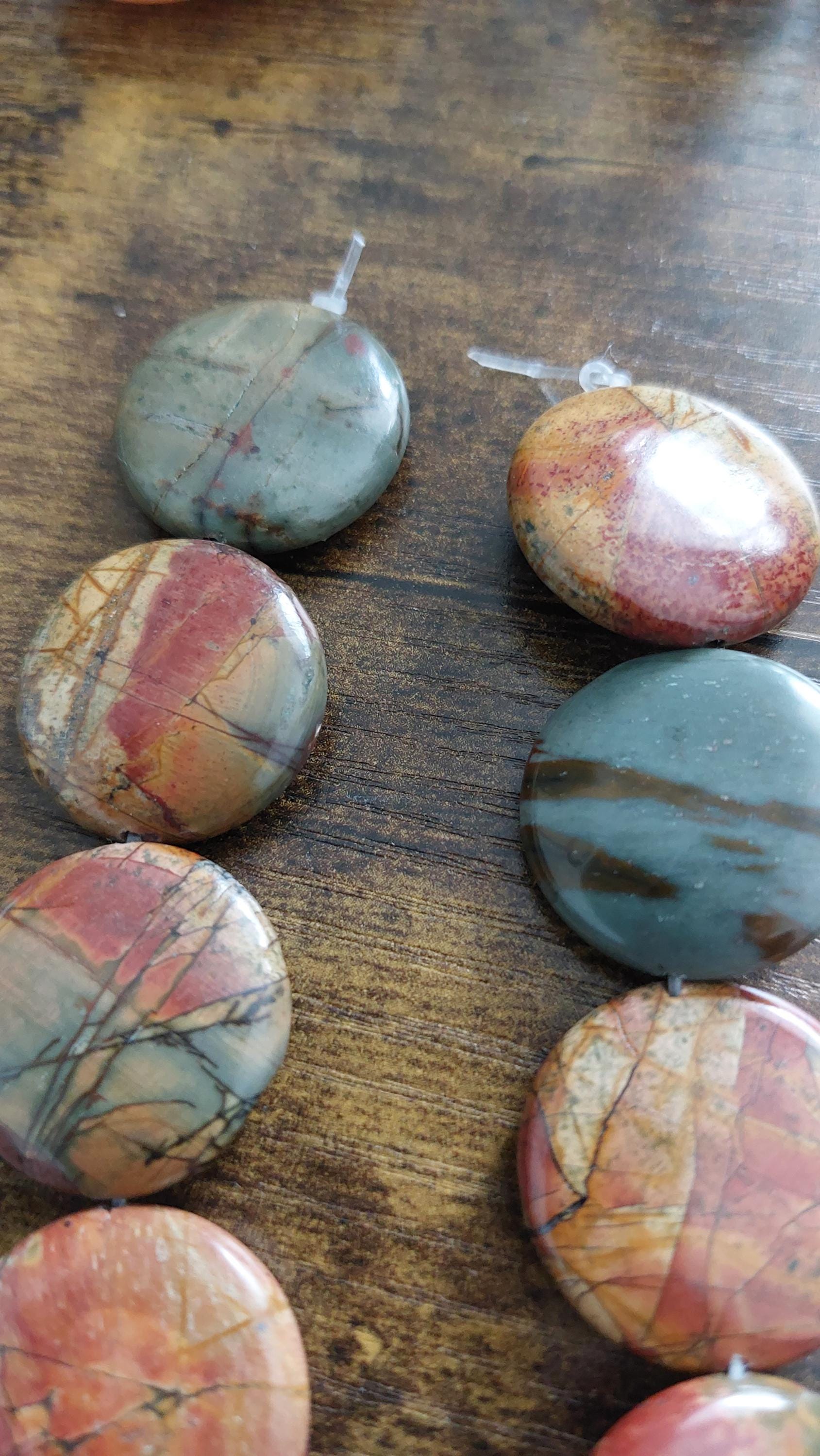 2 natural picasso jasper big beads 25mm