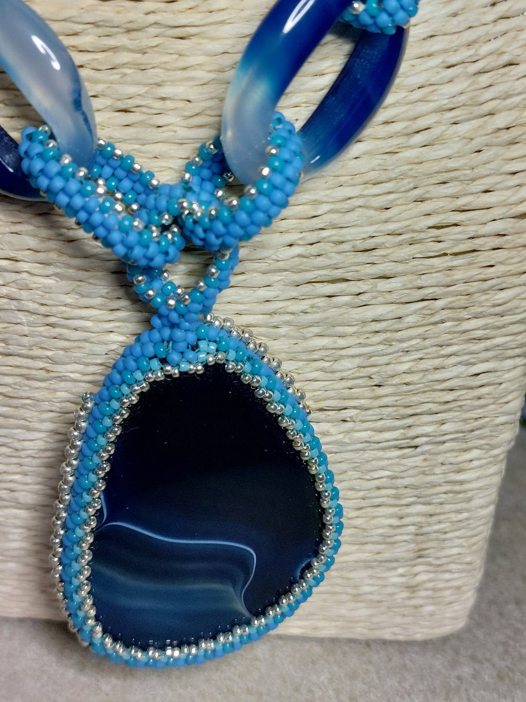 Necklace chain blue agate