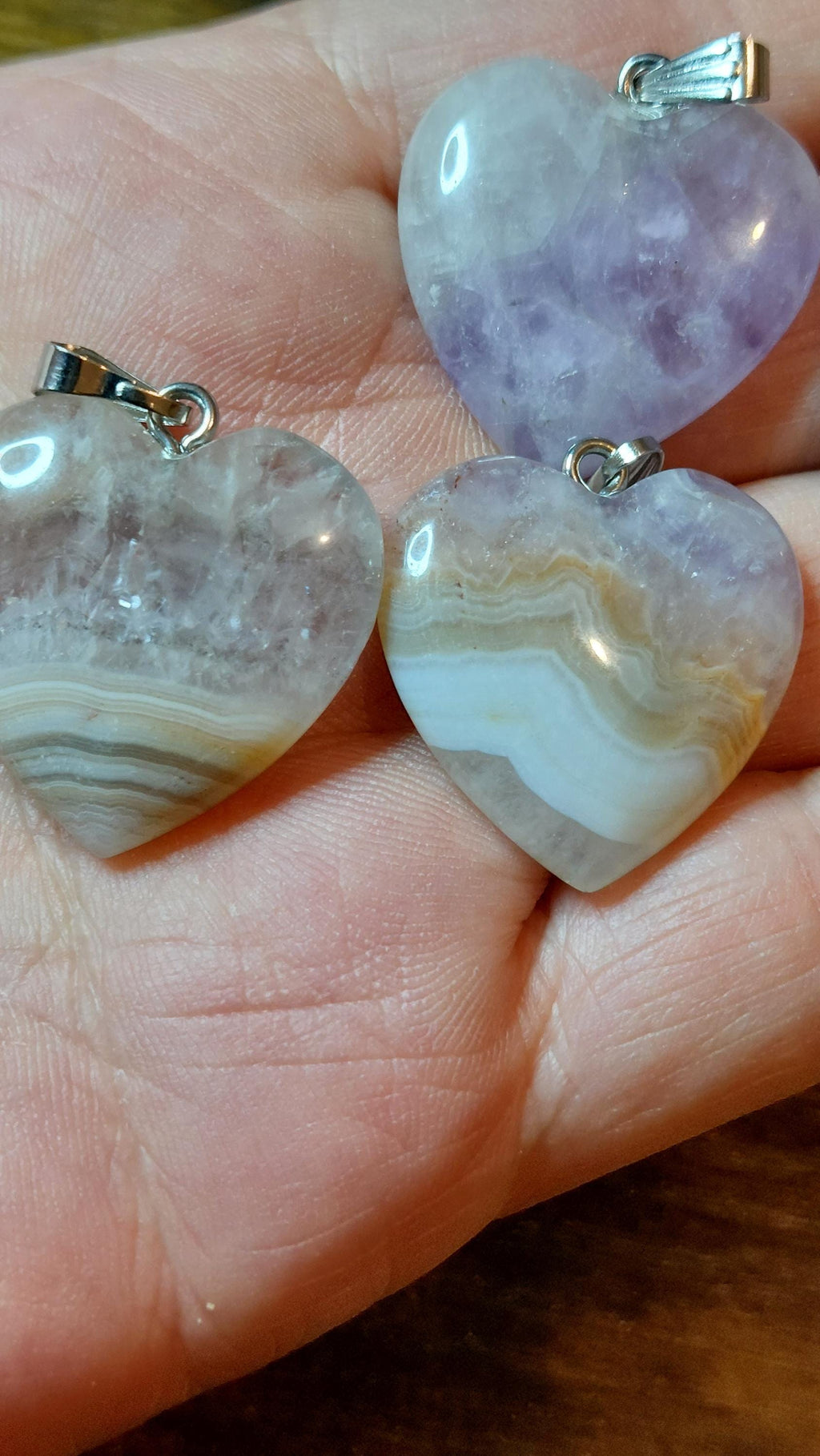 Natural Amethyst Lace Agate Pendant 25mm