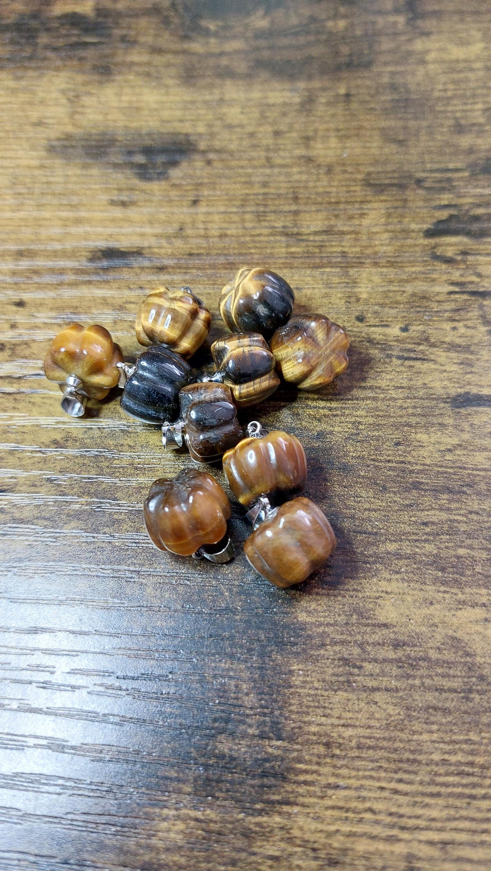 Natural Tiger Eye Pumpkin Charms 13mm
