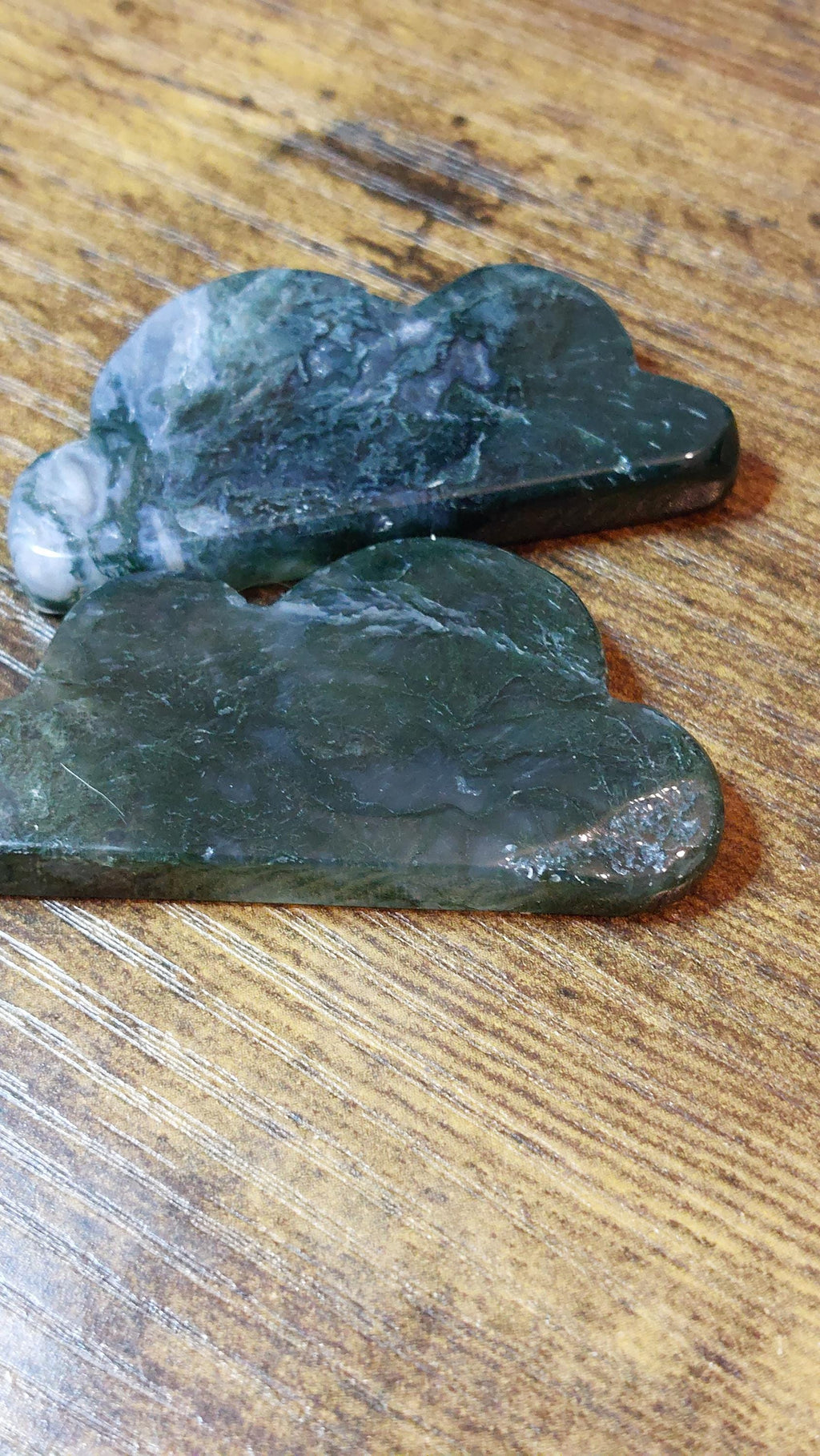 Natural Moss Agate Carved Cloud Decoration