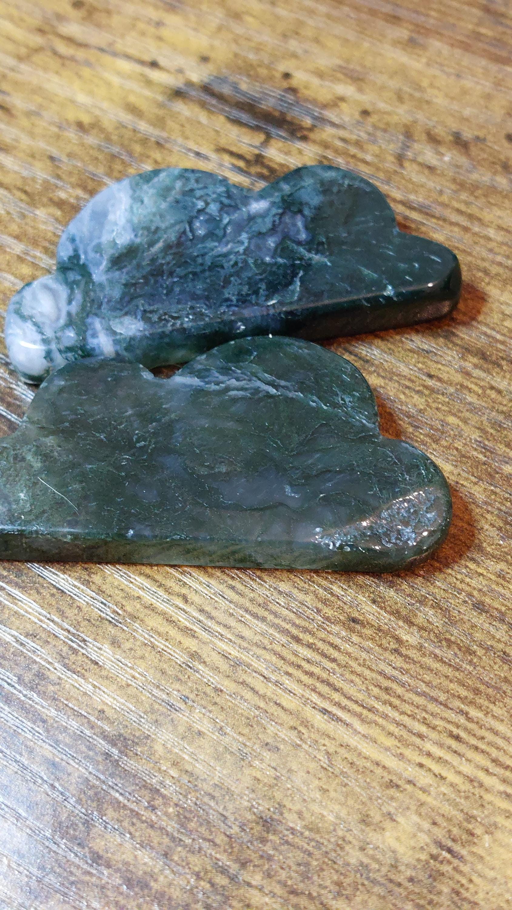 Natural Moss Agate Carved Cloud Decoration