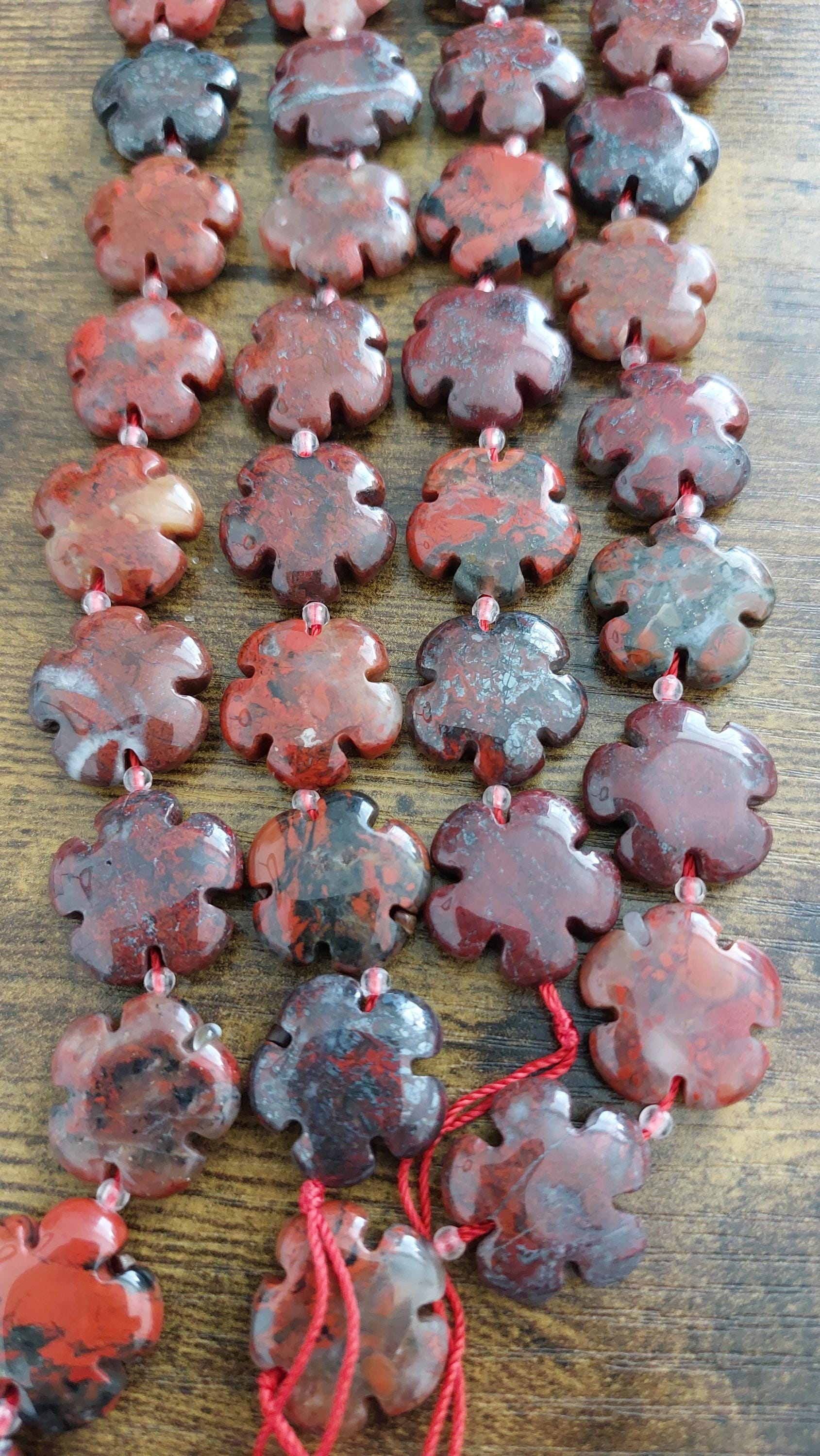 natural Brecciated jasper beads flower
