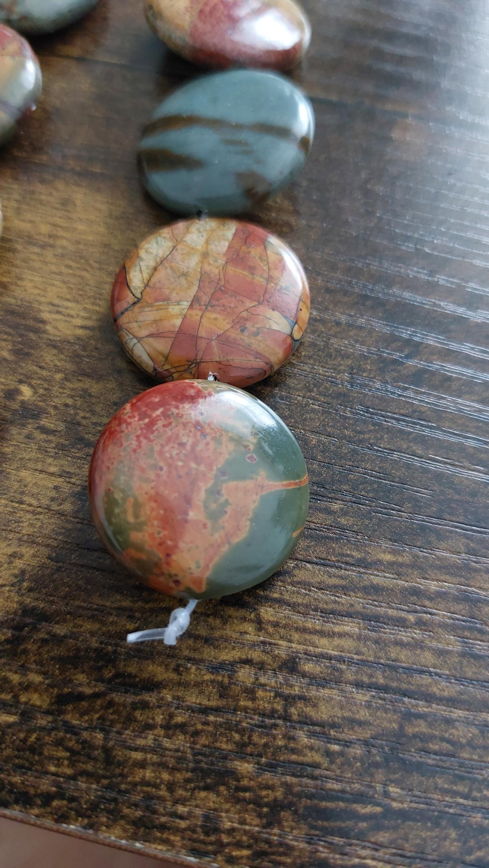 2 natural picasso jasper big beads 25mm