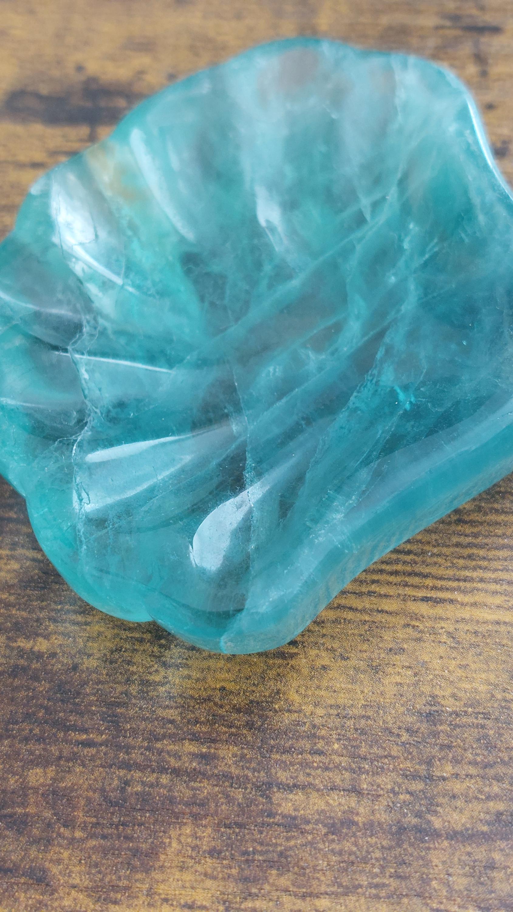 Natural Fluorite carved Shell Shape Bowl