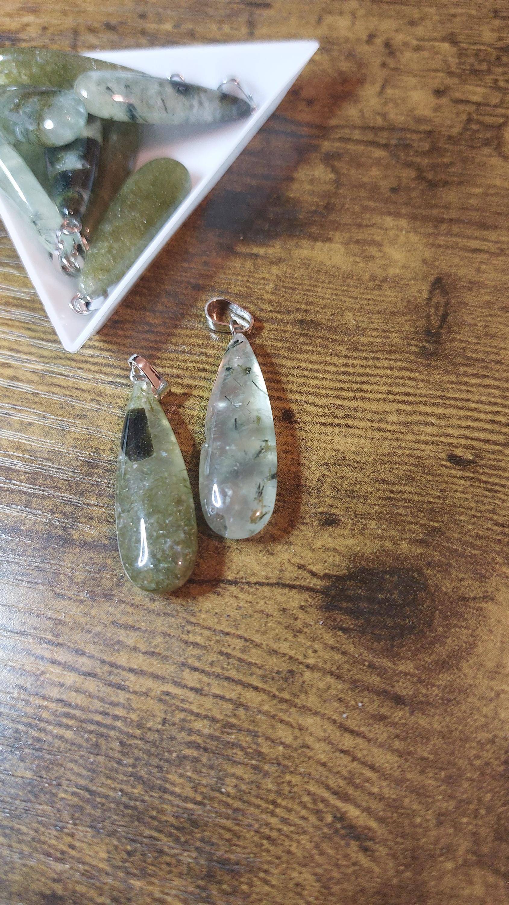 Natural prehnite pendants 34x10
