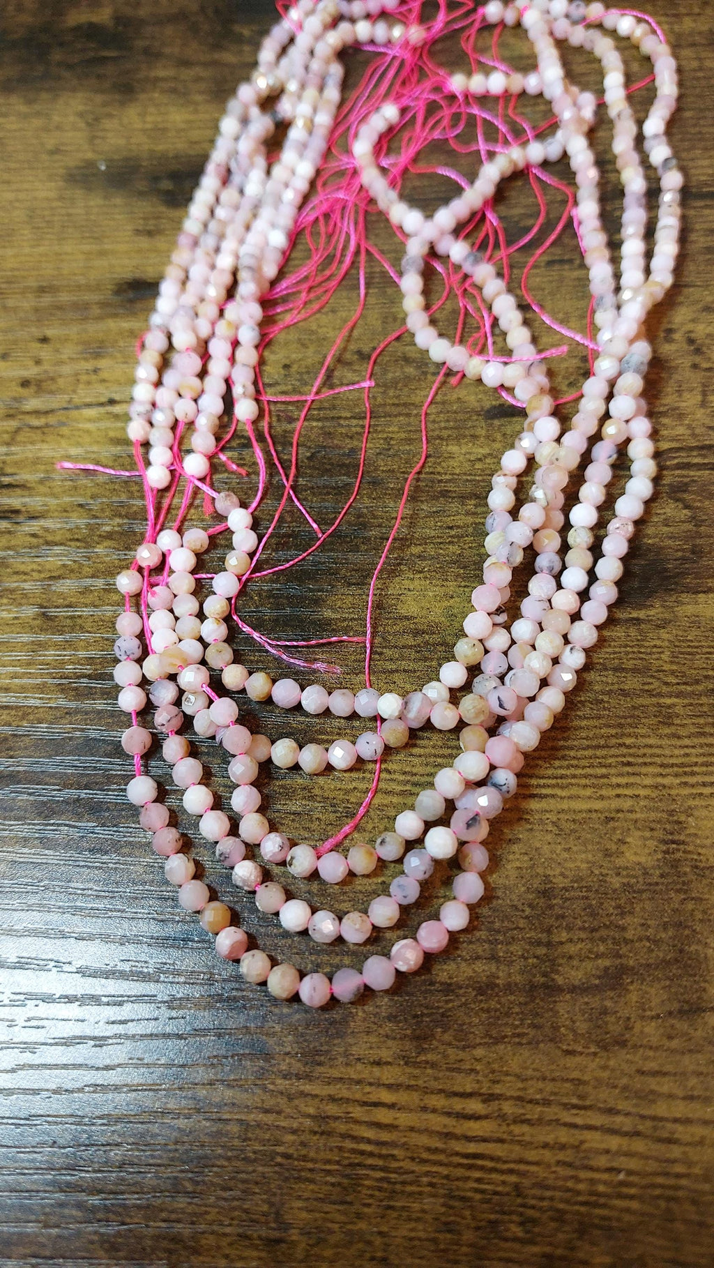 Natural Peruvian pink opal beads facetted