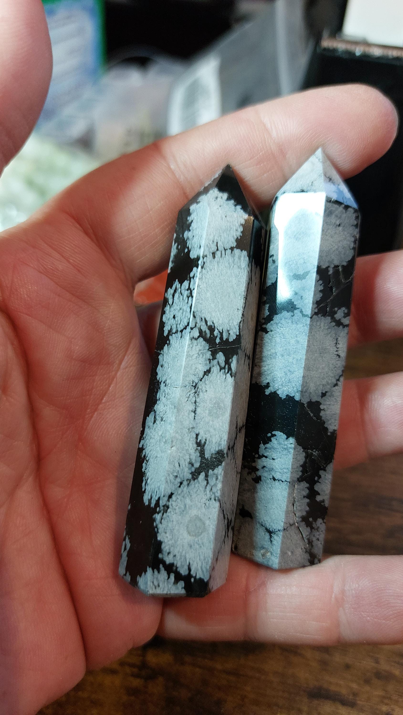 Natural Snowflake Obsidian tower